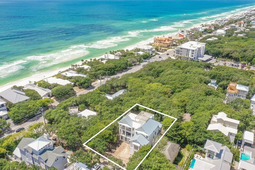 Exemplary coastal charm juxtaposed unparalleled panoramic gulf views with prominent positioning just two tiers off the beach the heart of Seagrove characterizes this new construction residence situated on an oversized homesite which offers over 5,600 sqft of pristine living space spanning an impressive four-story vertical footprint allowing for sweeping unobstructed vistas from the 700+ sqft top floor viewing deck. This 7 bedroom 8 bath home epitomizes 30A living and is estimated to be completed in Spring of 2021. 41 Azalea is prominently situated just two lots off the beach and perched at a high elevation presiding over a lower southern exposure which produces beautiful 360 degree gulf views that span from Destin to Panama City Beach as well as