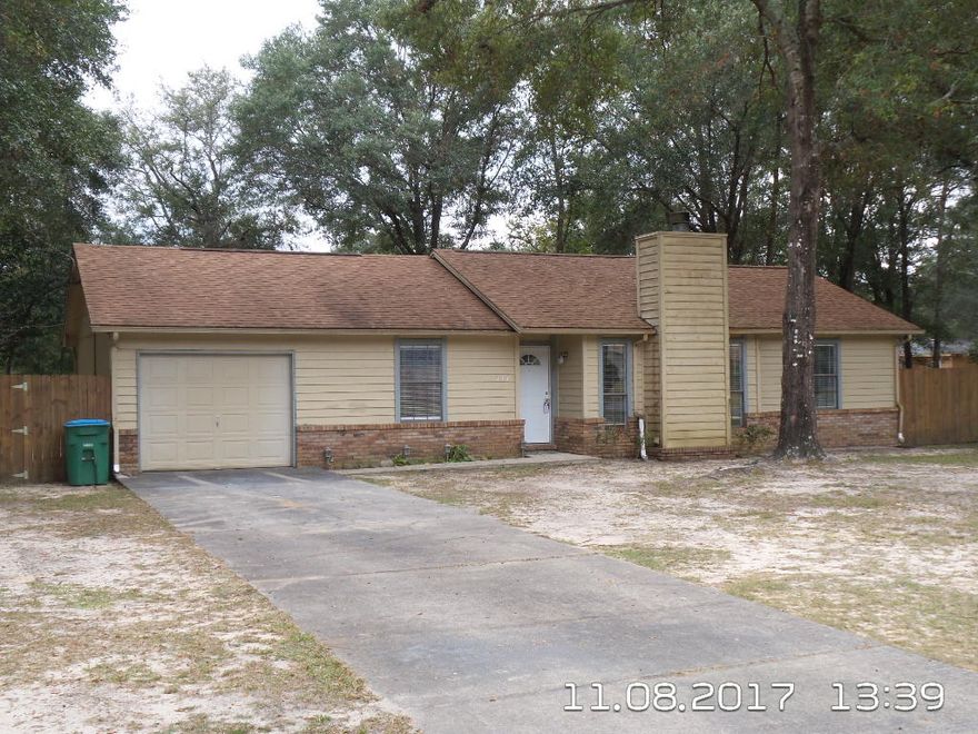 Available now...3/2 with easy commute to bases, beaches, & shopping. Large lot features a 1 car garage, privacy fenced back yard with yard building. Wood burning fireplace, breakfast bar, galley kitchen and large laundry. Washer and dryer provided. Clean and affordable. Paint options available. No inside smoking. Pets may be allowed with a $400 non-refundable pet fee and owner approval.