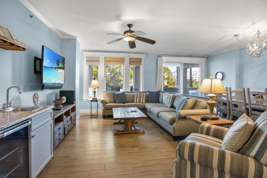 *Seller to pay special assessment balance with successful closing by 8.31.2024. ($300.24/month thru 12/2028.)* End unit offering unparalleled privacy with no neighboring units on 3 sides. Enjoy breathtaking panoramic bay views that extend across the Grand Lawn & Pool. Indulge in stunning sunsets from your expansive 300 sqft covered balcony. Spacious interior featuring a split floorplan hosting two primary suites, each with walk-in closets & private ensuites. The kitchen showcases exquisite granite surfaces, stainless steel appliances, & a lengthy breakfast bar. Entertain effortlessly in the dining/living combo area, complemented by an elegant wet bar featuring a beverage cooler. Additional highlights include porcelain plank tile flooring, crown molding, and a new HVAC installed in 2022.