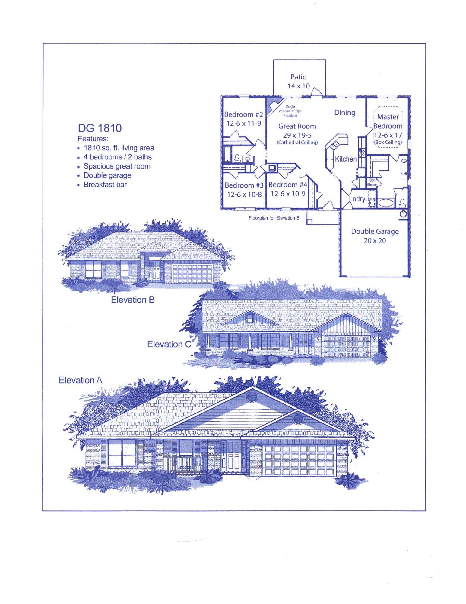 This 4/2 has a lot to offer! Good sized lot, fully sodded yard and professionally landscaped. The 2-car garage comes with electric garage door opener. The house is 3-sided vinyl with a brick front. This is a split bedroom plan. There is a dining area off the kitchen. All floors are carpeted except wet areas which have LVP.