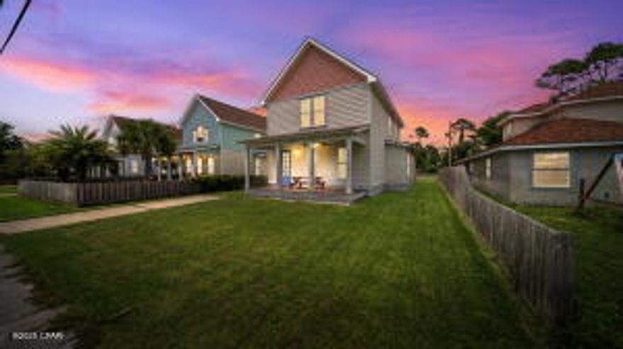 Coastal Living Meets Comfort and Convenience, this home is situated and designed for a primary residence, secondary and/or airbnb. This beautiful beach residence offers an exceptional location just moments from the white sandy shores of St. Andrews State Park, and the vibrant attractions of Panama City Beach. Ideally positioned facing both North Lagoon Drive and Poinciana Drive, each smoothly paved for easy access, this home is designed with convenience and lifestyle in mind. Enjoy dual entrances and a rear garage entry, providing flexible parking and a welcoming approach from both the front and back. For outdoor enthusiasts, a county-maintained walking and jogging path runs alongside North Lagoon Drive, perfect for morning runs or evening strolls. Inside, you'll be greeted by soaring 9-foot ceilings and two spacious covered porches that invite year-round outdoor relaxation. Comfort is paramount with dual Central A/C units for optimal temperature control and energy efficiency. First floor master, with master bathroom that features a luxurious jetted tub, while generous storage throughout the home ensures space for everything you need. Don't miss your opportunity to own a piece of paradise in the heart of Bay County where beachside serenity meets everyday convenience.