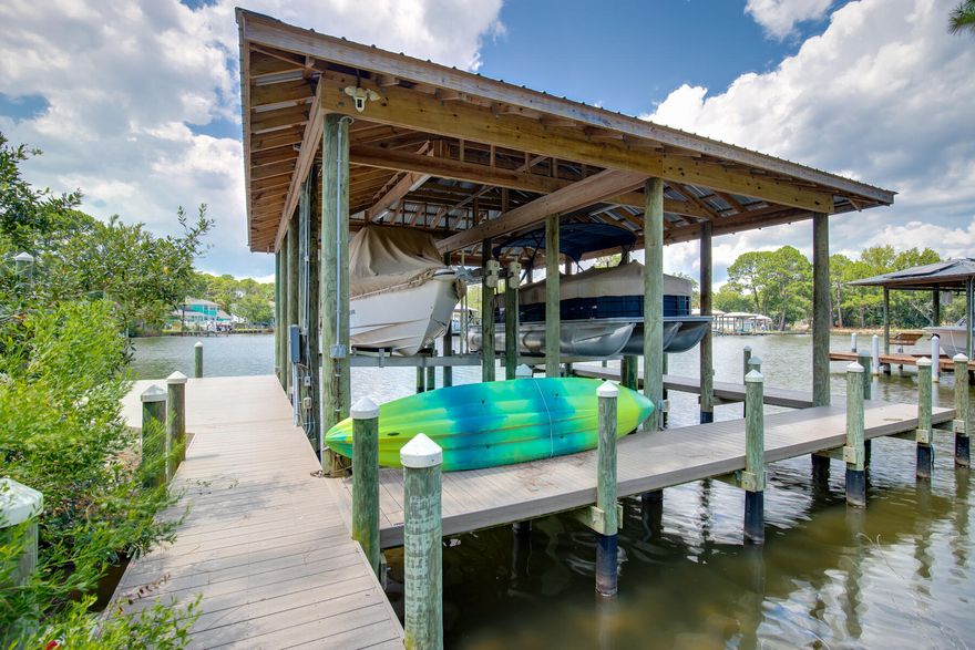 Beautiful waterfront lot with 70+feet on Buck Bayou! Build your dream house, park your boats on the extra large dock equipped with two boat lift and paddle board launch on deep water. No HOA, no buildout times, this lot is convenient to Choctawhatchee Bay, Intercoastal Waterway and Crab Island. Water tap and electric installed, Sewage available.  ***Buyer is responsible for personally verifying details about this property. Any information contained in this listing is believed to be accurate but is not guaranteed.***