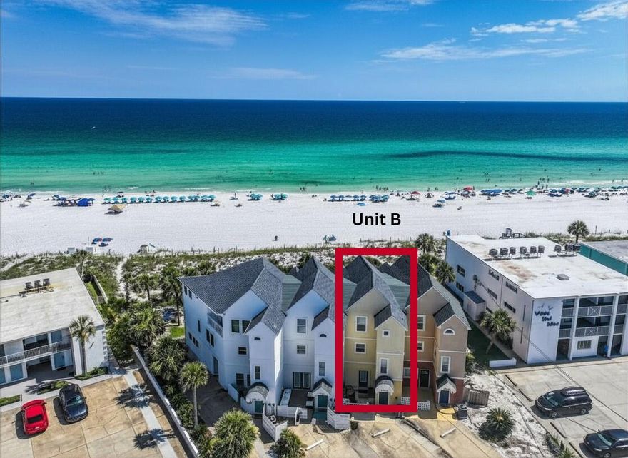 Beachfront Sophistication Meets Investor Potential on Okaloosa Island.This rare Gulf-front townhome at 926 Whelk Ct Unit B offers direct white-sand beach access with NO HOA restrictions -- meaning full control over short-term rentals, upgrades, and use.  This townhome boasts luxury living spaces with 3/4 bedrooms, 3.5 baths, 1 full kitchen and a kitchenette on the 1st floor allowing for use as a potential lock-out unit for additional rental potential. Unit B offers an immediate income producing short term rental with reservations for 2026 already on the books.  With slip resistant tile, luxury vinyl plank flooring, upgraded kitchen and stunning gulf views with direct white sand beach access you won't want to miss this opportunity. Whether positioned as a strong income-producing asset or a private gulf retreat, this property delivers unmatched flexibility in one of Florida's most sought-after beachfront locales. Embrace full rental autonomy, high nightly rates, and a lifestyle where the Gulf of America is your backyard.

All lot and room dimensions are approximate, buy advised to independently verify. Conveys fully furnished.

Welcome to elevated beachfront living.