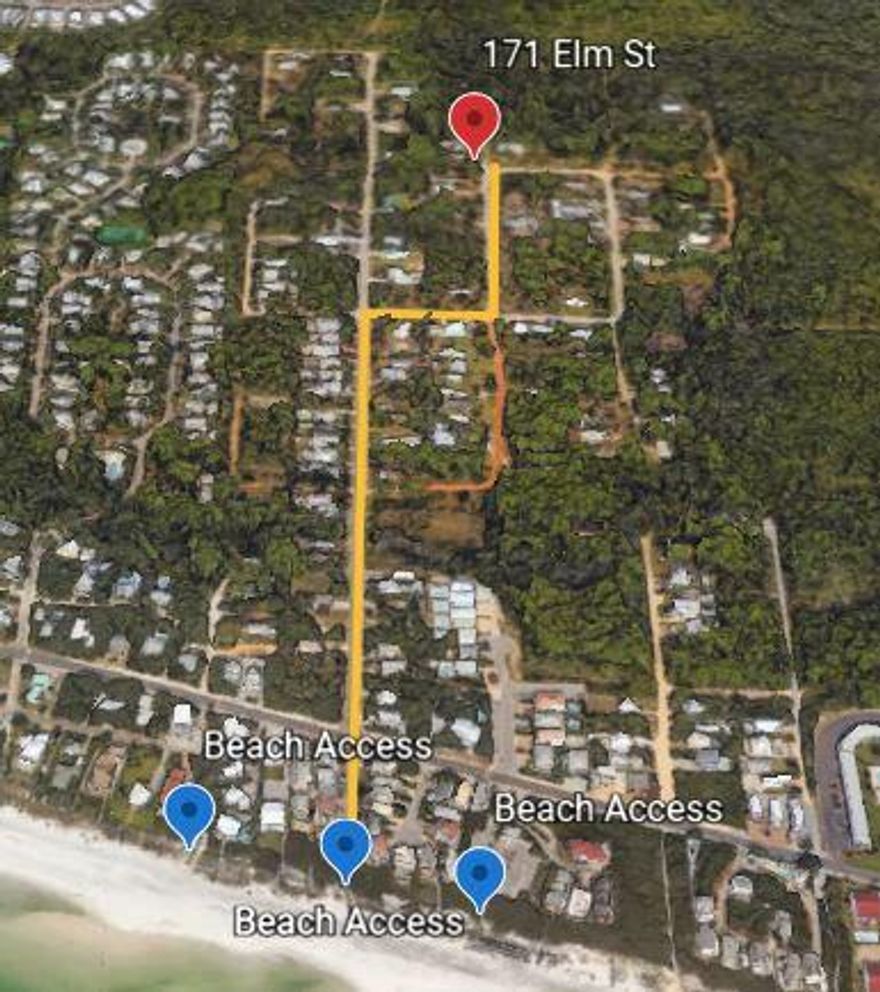 Excellent location to build your dream home in SEAGROVE!  This building site is a short walk to three public beach accesses, San Juan, Dothan, and Santa Clara.  Walk or bike down Scenic Hwy 30A to all the fabulous restaurants, shopping, and entertainment you have come to love along 30A.  No HOA and approximately 1/2 mile to the beach, 1 1/2 mile to Seaside, and 2 miles to Eastern Lake! Flood Zone X. Lot sale with no value placed on the mobile home and sold as-is. All information is believed to be true but should be verified.