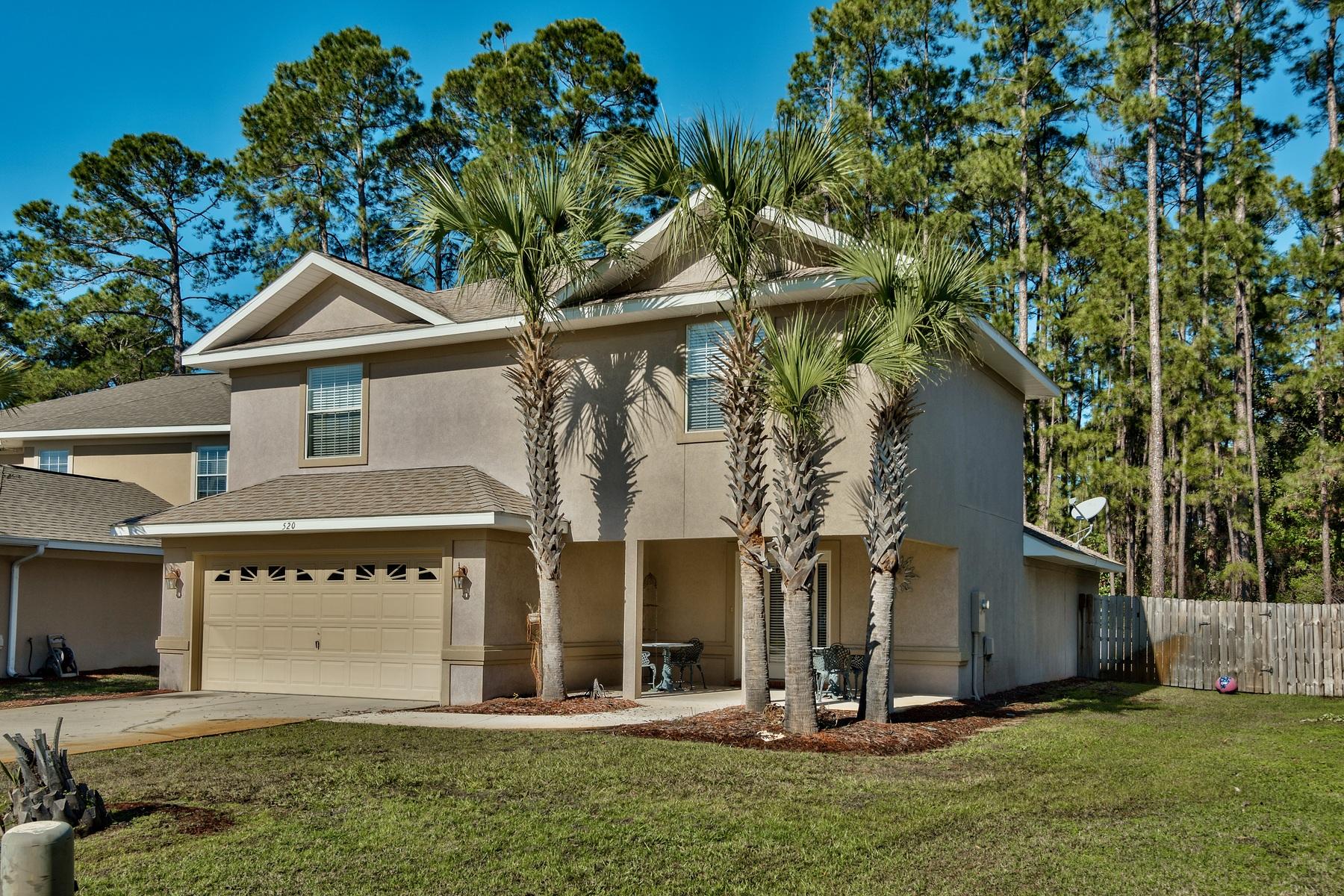 This three-bedroom, two-and-a-half-bathroom home with attached two-car garage in Driftwood Estates is for sale. This home backs up to a preserve area so privacy is an added plus. The master bedroom is conveniently located on the first floor and has a walk-in closet and attached full bathroom. The living, kitchen and dining area are open and great for entertaining and family get togethers. The living room has vaulted ceilings to the second floor letting in additional sunlight. There is a laundry room off the kitchen with a full-size washer and dryer and storage space. The two-car garage connects through the laundry room. The fenced backyard will be a great place for pets or barbecuing and enjoying the great Florida weather.