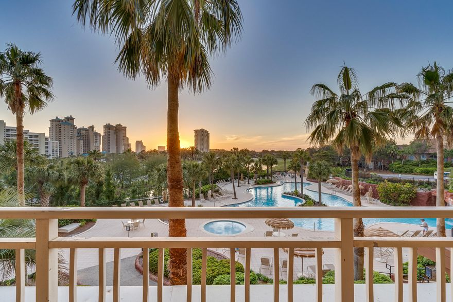 **SEE 3D VIRTUAL TOUR** Here is your chance to own this adorable updated condo in the popular Luau complex in the Sandestin Golf & Beach Resort. Bright, clean and welcoming for relaxing and catching amazing sunset views from the living area balcony & the master bedroom. Luau has one of the most beautiful resort style pools including waterfall & wading pool. This unit is turn-key & ready to go. This is the largest 1 bedroom floorplan with wider kitchen.  Strong rental history and bookings going forward. Showings start 2 pm 4/17, Seller will review offers received by 5 pm 4/18 and respond by 4/19.  Sandestin Golf & Beach Resort offers white sand beach, tennis, 4 championship golf courses, marina, casual & fine dining options, spas, shopping, daily live entertainment & much more