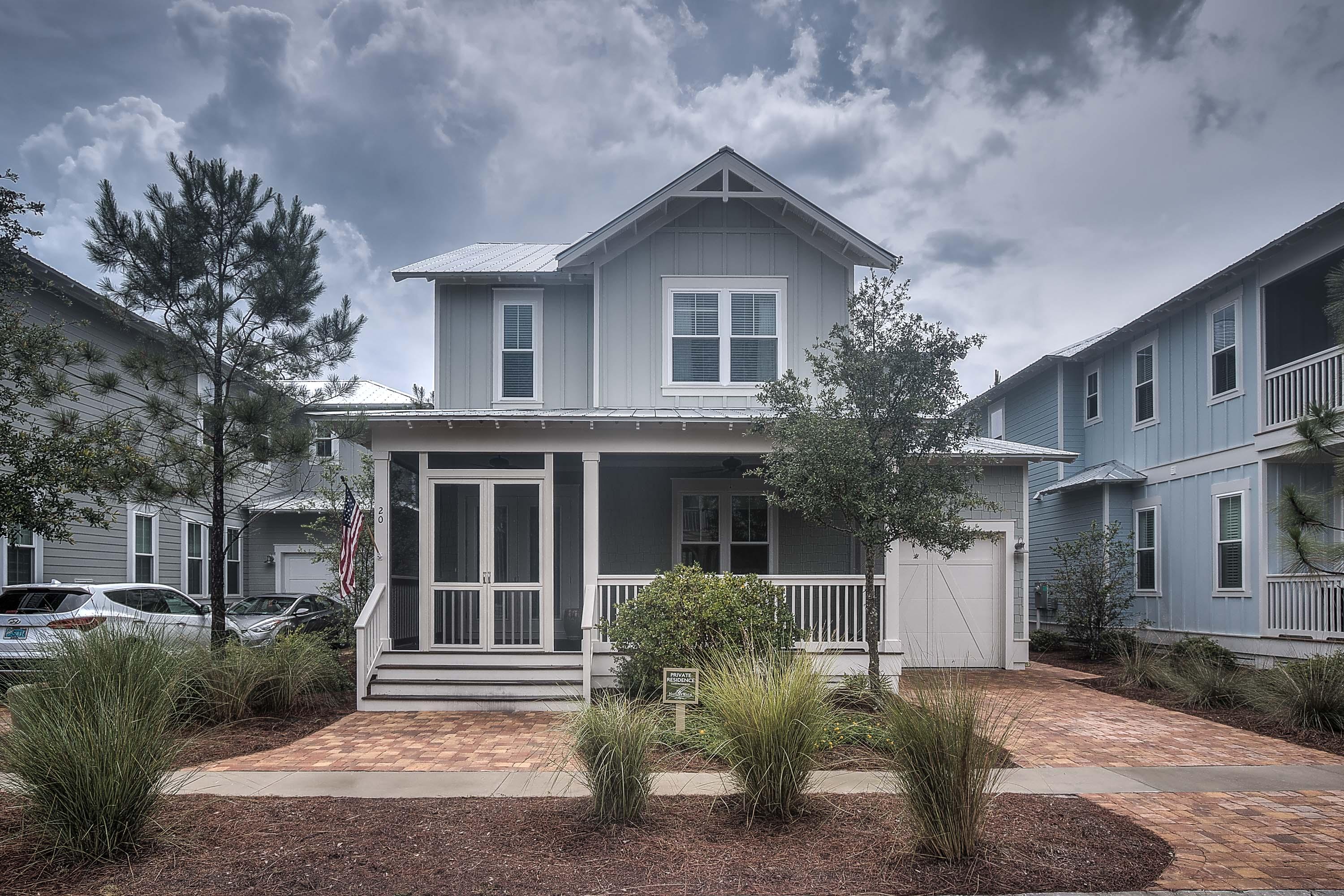 This 3 bedroom/ 4 1/2 bath home with loft and 1 car garage is a must see! Home is priced to sell and Sandcastle floor plan homes do not last long in NatureWalk! Our most popular 1st floor owner suite plan is perfect for a full time resident or someone visiting frequently. Expansive bedrooms and generous closets are 2 reasons why the plan is so popular! Home is move in ready and offered furnished! Each bedroom has an attached bath, making this great potential for a rental program. Loft could VERY easily be turned into another bedroom with its own private bath As you walk through the screened in front porch you come into the home through double glass doors into an open foyer. Formal dining room or study in the front and then plan opens up to eat in kitchen and family room in the back with another large covered porch off the back of the home. Landscaping is more mature in the back making it your own perfect oasis! (There is room for a small fence.) Kitchen is light and bright with white cabinets, granite, white subway tile backsplash and GE cafe built in appliance package with gas cooktop. Master bath comes complete with separate soaking tub and shower and vanity area! Home has light colored real pine floors throughout and beautiful vgroove trim in 1st floor living areas. If you want to be biking distance to Seaside and Watercolor but be tucked in between borders of Point Washington State Forest- NatureWalk is the place for you. Such a sense of arrival coming across the gorgeous wooden bridge at the community entrance. Neighborhood amenities include- trail through forest to the beach (under 1 mile), seasonal beach shuttle, Gathering Place with beach entry pool, hot tub, seasonally heated lap pool, kiddie pool, grills, fire pit, etc. Newly stocked pond, sports court, and fitness stations have been added!