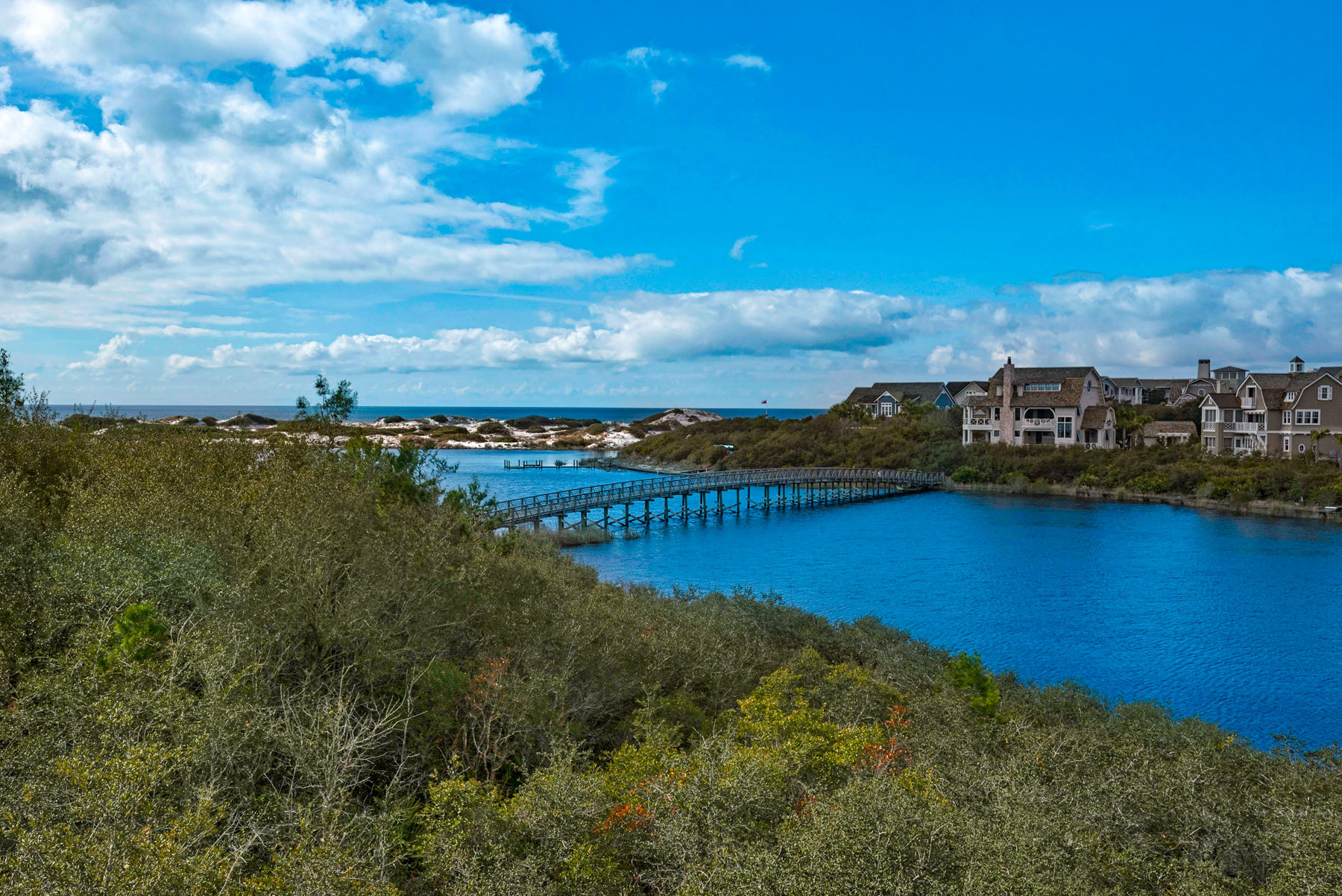 A Waterfront position with Sunset views across the Lake out to the Gulf, all enjoyed from an open Living/Dining/Kitchen and wrap-a-round porches and balconies! Level 1 host the Master Suite with Water views as well along with 2 Guest Rooms with en suite baths. A ''grandfathered'' Jacuzzi provides the ultimate in relaxation in a screened porch with Waterviews. Level 2's Living areas entertains a screened porch with Summer Kitchen conveniently located adjacent to the Kitchen. The 4th Bedroom Guest Suite also occupies this 2nd floor. The many varied amenities of Watersound Beach include kayaking & yolo boarding out your front door, resort style community pools and Beach Club, Golf, Fitness Center and of course a the Sugar white sandy Beach!
