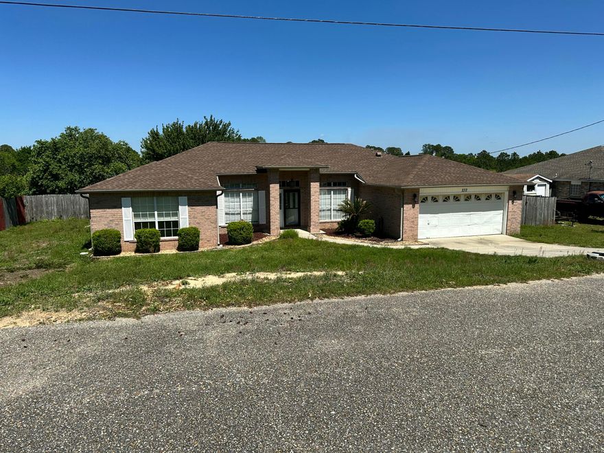 **SHORT SALE PROPERTY*** Beautiful all brick home, located South of I-10.  This true 4 bedroom, 2 bath home offers spilt floor plan, with an office and dining room.  Tile floor throughout most of the home, carpet in 3 guest bedrooms.  Large eat in kitchen with island, plenty of cabinets, tile backsplash, pantry.  Large owner suite with tile floors, the master bath has dual vanity, garden tub and separate shower, two walk in closets and tile.  Ceiling fans in all the bedrooms.  Enjoy your evening sitting on the nice wooden deck off the living room. Home is in a great location for those traveling to Duke and Eglin AFB.