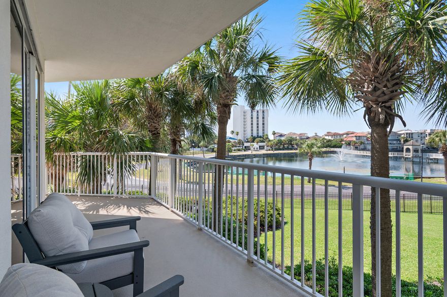 Fully furnished and turn key!! Furnished by Stock and Trade and designed by Salt Water Snow Design studio, valued at $39,000!! All the bells and whistles, boasting 9' ceilings throughout!! This private 3 bedroom 3 condo is just a 5 minute stroll to the sugar white sands of Destin. Unit location is superb as it offers a very private beachy feel! Kitchen offers brand new quartz counter tops and SS appliances. Bathrooms upgraded with quartz counter tops. This would be a great investment property or second home! **A.C unit A is 2017 A.C unit B is 2021. Brand new double stack washer and dryer. Water heater A replaced 5/21/2024 Water heater B replaced 2022.**Terrace has a cross easement with Pelican Beach resort and Terrace owners can use Pelican amenities along with deeded beach access.