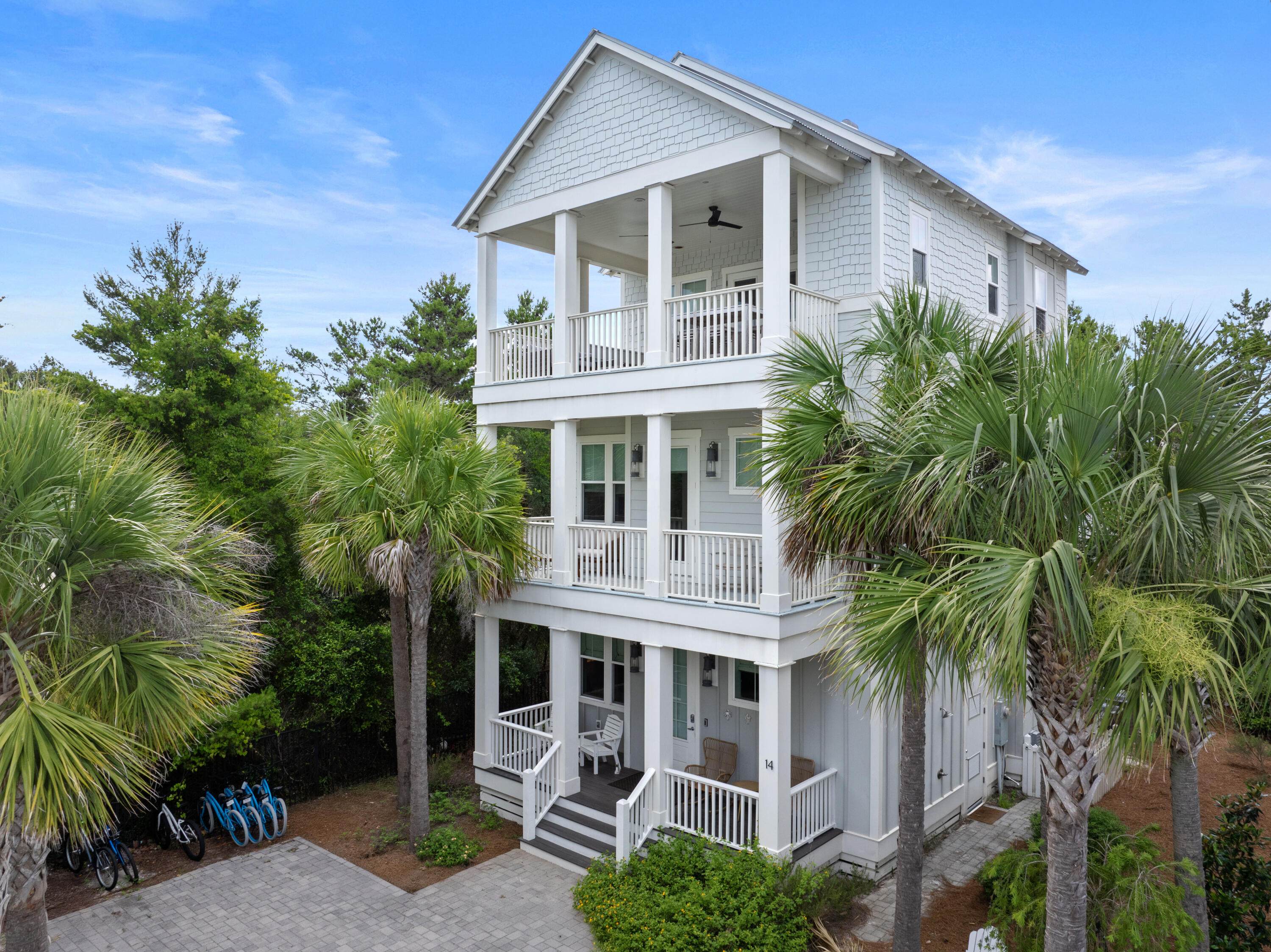Located just 2 blocks from Wall Street Public Beach Access -- a quiet, foot- and bike-only entryway to one of 30A's least crowded beaches. This 4BR/4BA home features 3 king bedrooms and a bunk room with a queen + twin-over-full. Enjoy a heated community pool, private top-floor grilling patio with peek-a-boo Gulf views, and stunning sunsets. Walking distance to 30Avenue and Rosemary Beach shops and dining. Excellent rental and investment opportunity!