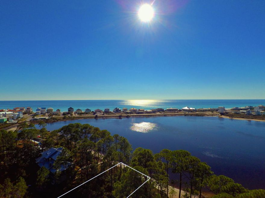 Welcome to serene Oyster Lake! This large waterfront lot is located in the highly desired West End of 30A. Enjoy a peaceful, undisturbed lake-lifestyle with 100 water front feet. Take in the breathtaking panoramic views of Oyster lake AND the Emerald waters of the Gulf of Mexico! Both can be possible for DOUBLE water views! Build your dream home here! This property is Florida natural, ready for you to design and sculpt as little or as much privacy as you desire. Build your home to enjoy all the beauty that our unique area has to offer. Imagine the possibilities. A beautiful stroll over to a public beach access! The world is your oyster here on Oyster lake!