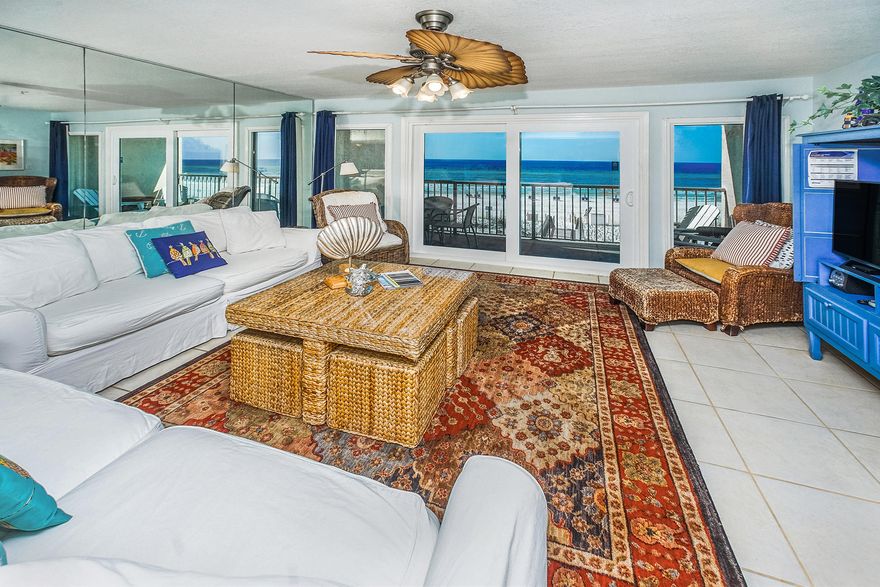 Wow! This 3 bedroom, 3 bathroom, located in the highly sought after Destin Seafarer on Scenic Highway 98 is a rare find. This two story condominium offers views you need to see to believe. An open floor plan, along with numerous windows and doors, provides an abundance of natural light throughout this residence. The main level offers a spacious living and dining area, an open kitchen, and a sizable guest bedroom and bathroom. On the second level, a spacious master suite offers truly unbeatable views of the Gulf of Mexico. A second guest suite with bathroom is also located on the second level. Seafarer features a seasonally heated pool, whirlpool, covered parking, beachside grilling, and seasonal beach service.