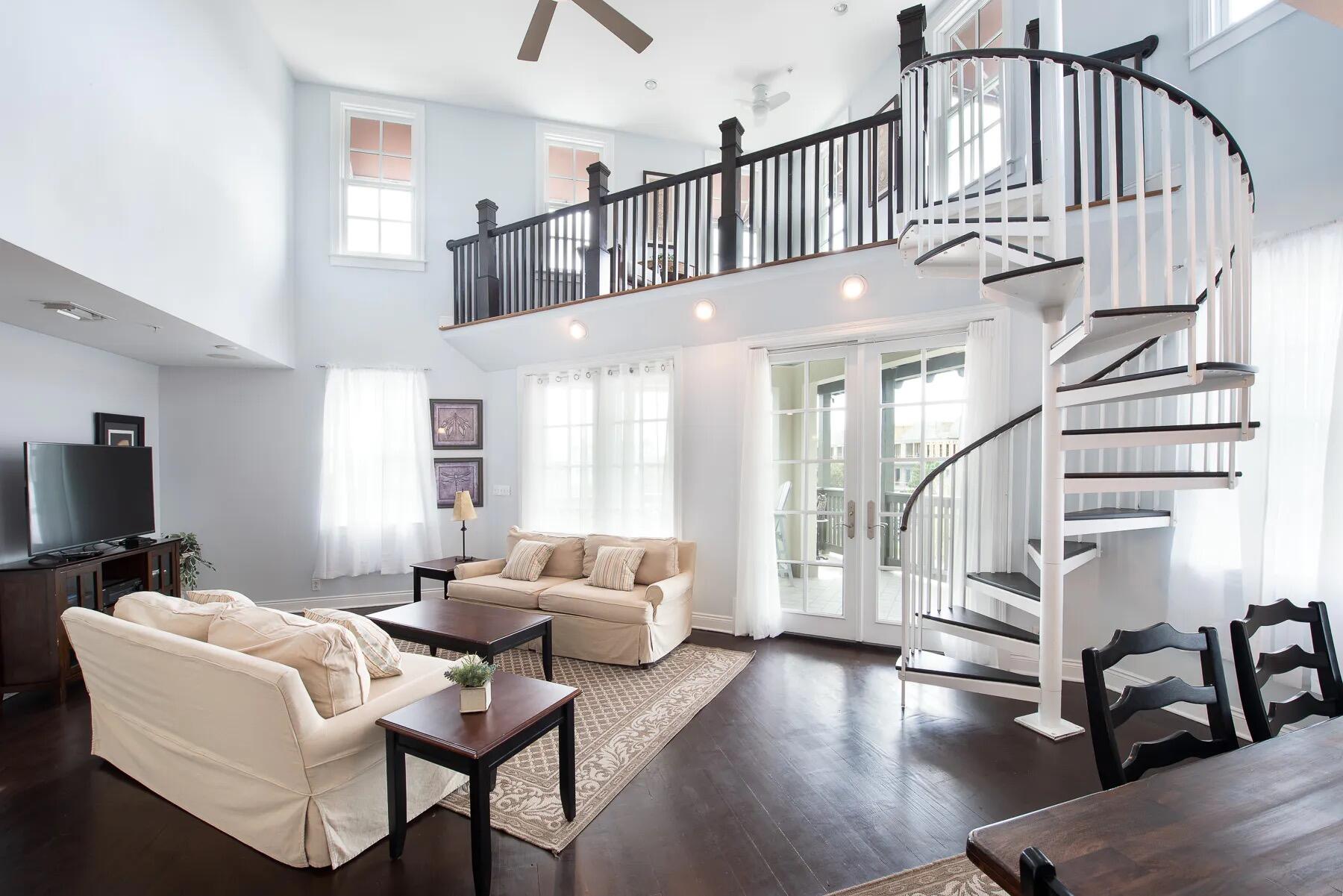 Welcome to 3C at Lofts East. This 2 Bedroom with private Bunk Room and second story Loft is the largest condo unit in the building. Wake up to amazing Views of Town square and glances of the Gulf from the loft space. The wide open kitchen and living spaces along with high ceilings make this an ideal place to spend with your family. This home is currently on a rental program and grossed over $100k in 2021.More Photos coming soon.