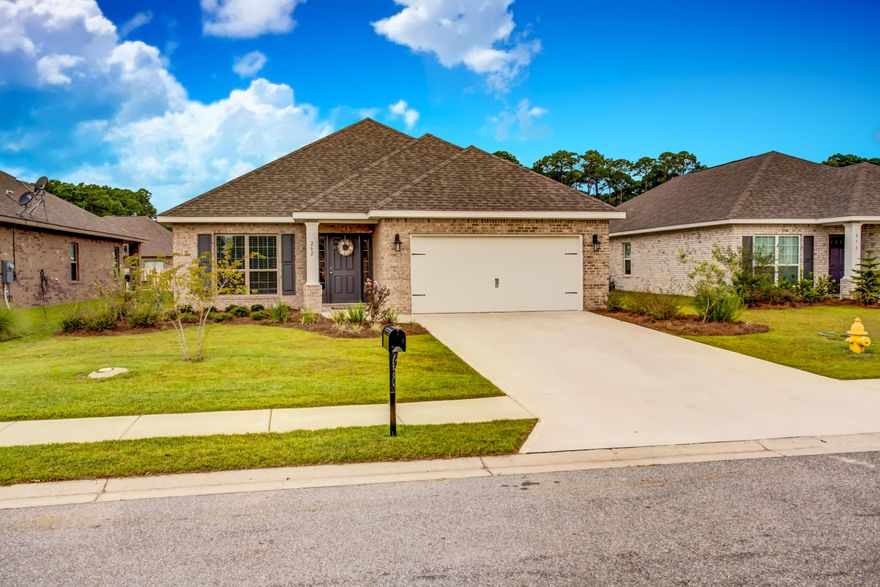 LIKE NEW! Immaculate 3 bedroom + office brick home in the newly established section of Driftwood Estates. This home has an open concept floor plan with lots of natural lighting, upgraded kitchen/baths, large covered porch and a 2 car garage. Kitchen has an abundance of cabinetry with brushed nickel finishes, beautiful granite countertops, stainless steel appliances, large island and pantry. Master bathroom has a shower and separate large soaking tub, double vanity and spacious walk in closet. Additional features of this home include raised ceilings (trade ceilings in living area and master bedroom), large fenced-in backyard, separate laundry room and a convenient front office. Buyer to verify all dimensions and information.