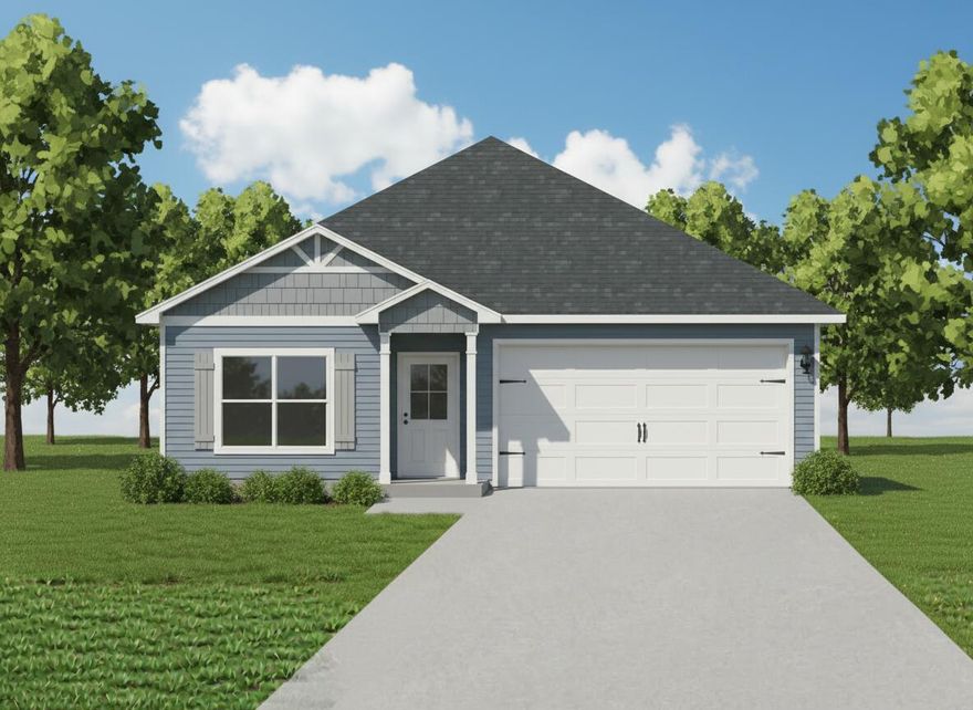 This adorable, semi-custom, Craftsman-inspired new construction home offers comfortable and flexible living with 3 bedrooms and 2 bathrooms, providing endless opportunities to make it truly your own. Thoughtfully designed with both style and comfort in mind, the home features stainless steel appliances, quartz countertops, tall kitchen cabinets with crown molding, 9-foot ceilings throughout, and a family room with high vaulted ceilings, creating a bright, open, and welcoming space perfect for everyday living and entertaining. A freestanding gas range and tankless hot water heater deliver modern efficiency and convenience--no more running out of hot water. The primary suite is a true retreat, showcasing dual vanities, floor to ceiling tiled shower, free standing tub and an oversized walk-in closet. What truly sets this home apart is the opportunity to personalize it to your exact preferences. Buyers may choose from variety of flooring options, select their preferred countertops color, and customize cabinet finishes to match their style. Built with a strong focus on quality craftsmanship and attention to detail, this home offers a personalized building experience designed to exceed expectations. Don't miss this opportunity to own a beautiful, semi-custom home designed with care and flexibility in mind. Estimated completion the end of April, 2026. *Photos are stock images and do not reflect actual lot-specific finishes. Images are of similar homes previously built*