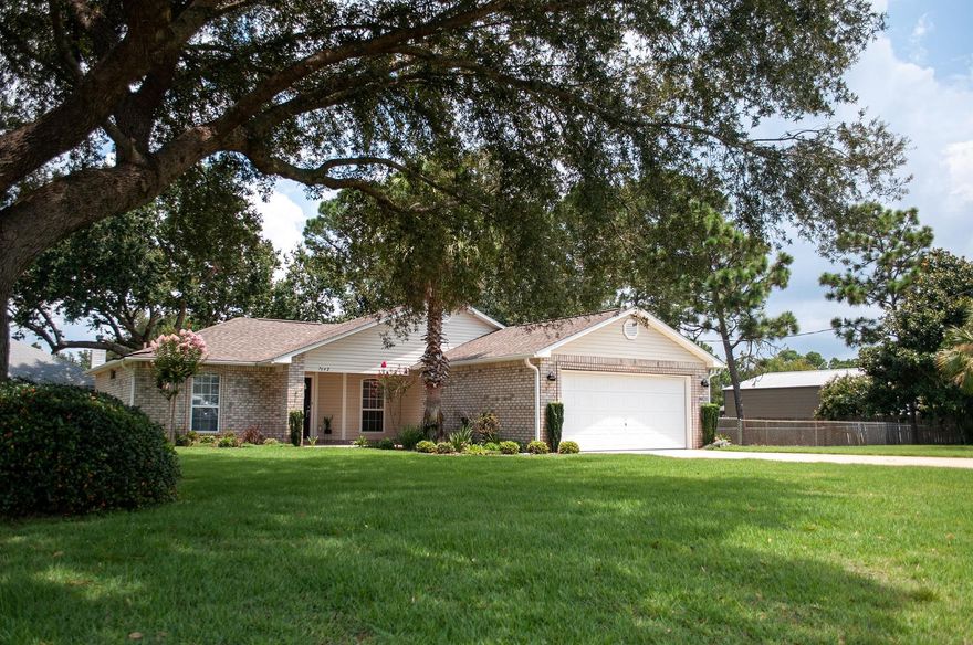 CORNER Lot in Holley by the Sea! Well maintained home with great curb appeal. NEW ROOF! Home has 3 bedrooms with 2 baths and 2 Car Garage. Enter the home and you will feel the spacious layout the Living Room has sliding glass doors that lead to the yard. Dining Area is just off the Kitchen, which has a new touchless faucet, and all appliances convey. Master Bedroom is split off from additional bedrooms, with an ensuite, double vanity and 2 walk in closets. Beautifully landscaped yard with Zoysia Grass Sod, sprinkler system and well to maintain this beautiful lawn. Yard has open patio, a storage shed in the fenced area.  Additionally the Water Heater was replaced in 2017, NEW AC with an Air Scrubber. and GUTTERS throughout.