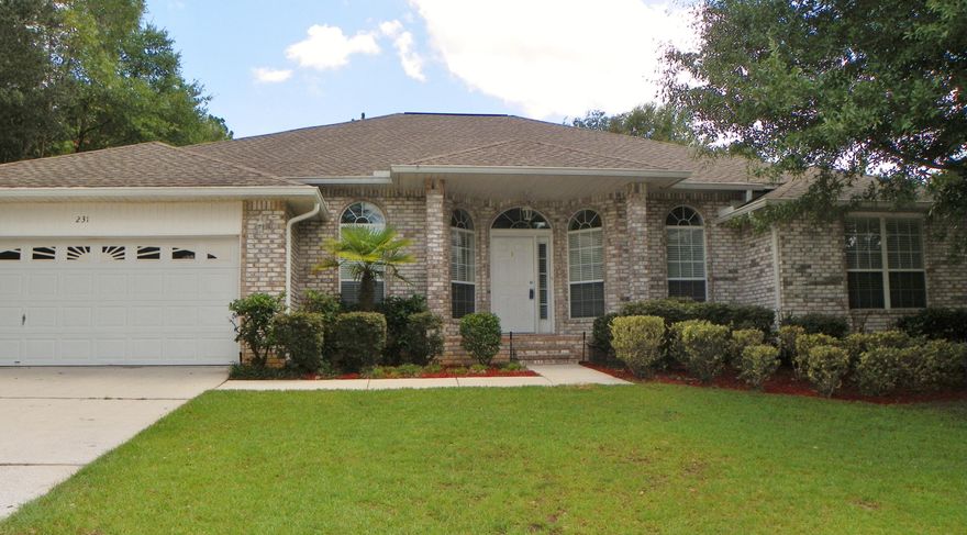 Seller offering 1 year Home Warranty,will pay some of Buyers closing costs,and providing professional home inspection to Buyer! Spacious, split bedroom 3,004 sq ft brick home in South Crestview! This home offers plenty of living space with 4 LARGE bedrooms, 3 full Baths, Office, 2 living areas, open Kitchen and formal Dining Room. Master Bedroom has his/her walk-in closets! Large Eat-In Kitchen with island has lots of counter space, cabinet storage and walk-in pantry. 2 living spaces offer gas fireplace, plant ledges and vaulted ceilings in Living Room, as French doors open to Florida room overlooking large backyard. Lots of space for a pool! Level corner lot, privacy fenced and short distance to neighborhood playground! Home is equipped with full ADT security system (doors/windows).