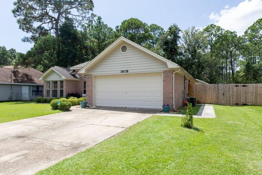 Beautiful well-maintained home with a split bedroom, open-concept floorplan that backs up to Eglin Reservation (no backyard neighbors) in the heart of Fort Walton Beach.  Quick commute to bases or beaches.Too many updates to list!  Including all new Luxury Vinyl Plank flooring throughout, Fresh Paint, all new doors, barn door, light and airy kitchen with all new black stainless steel appliances, updated lighting, ceramic-tiled backsplash, countertops, and enameled cabinetry in kitchen, both bathrooms have new toilets and fixtures, new lighting throughout home. Sliding french doors open to the wide fully privacy-fenced yard, swing set, raised bed gardens, and storage shed. Schedule your showing for September 9th, this home won't last long!