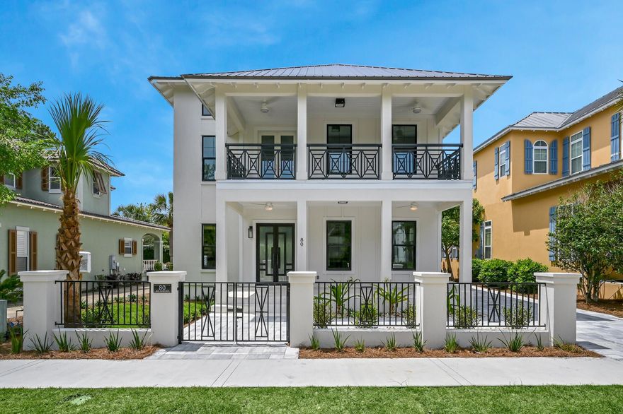 New Constuction Custom Home located in the Gated Neighborhood of Caribe with Private Beach Access South of Hwy 98.  The Home Features an expansive Great Room with a two-story Fireplace and Maple View Rail Floating Staircase in the Tower with Imported Chandelier.  The True Chefs Kitchen has oversized island with custom cabinets, double Wolf Oven, 5 burner gas cooktop and wet bar separating the open dining and kitchen.  Beautiful Large format 24x48 Leida Bianco Antimicrobial Tile runs throughout the home.  The home has as First and Second floor Master Suites with Separate Walk-in showers and Soaking Tubs.