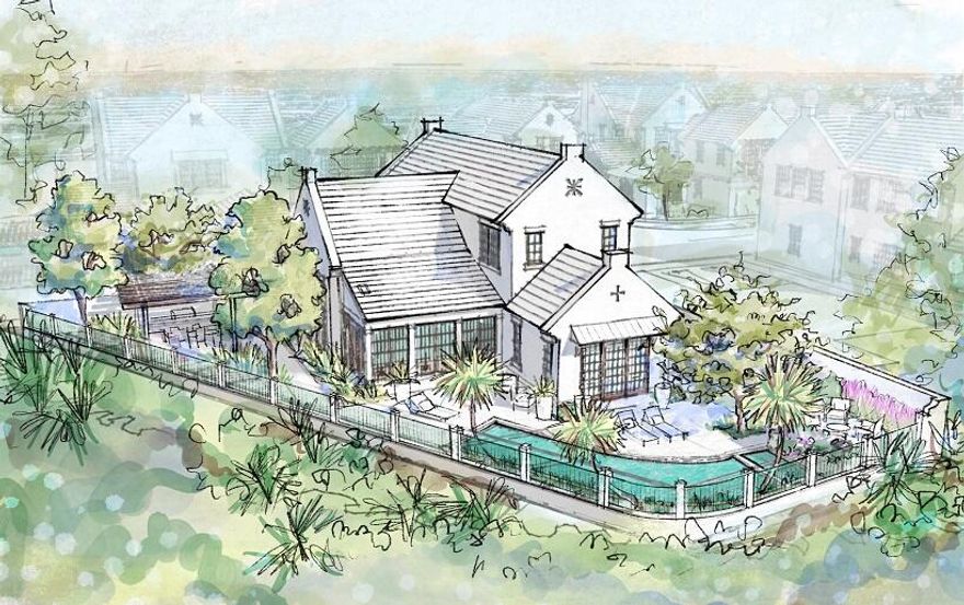 This Somerset Home, GG5, features streetscapes characterized by white garden walls that open onto a rugged natural landscape. A neighborhood that is bit more ''Country'' than ''Town.''Much emphasis was placed on outdoor living with an open arrangement of interior spaces extending outdoors with garden rooms and courtyards shaded by trellises and arbors. Outdoor gathering places with firepit alcoves, water features, thoughtfully placed pools, covered summer kitchens and bars, and screened garden rooms are designed to maximize each property's use and enjoyment. GG5 fronts the 20-acre Nature Preserve, in close proximity to the The Silva amenity to be delivered in the GG Block. The Silva will be comprised of a central event lawn, an enclosed pavilion opening onto the event lawn, pool, and covered terrace with bar and caf??.