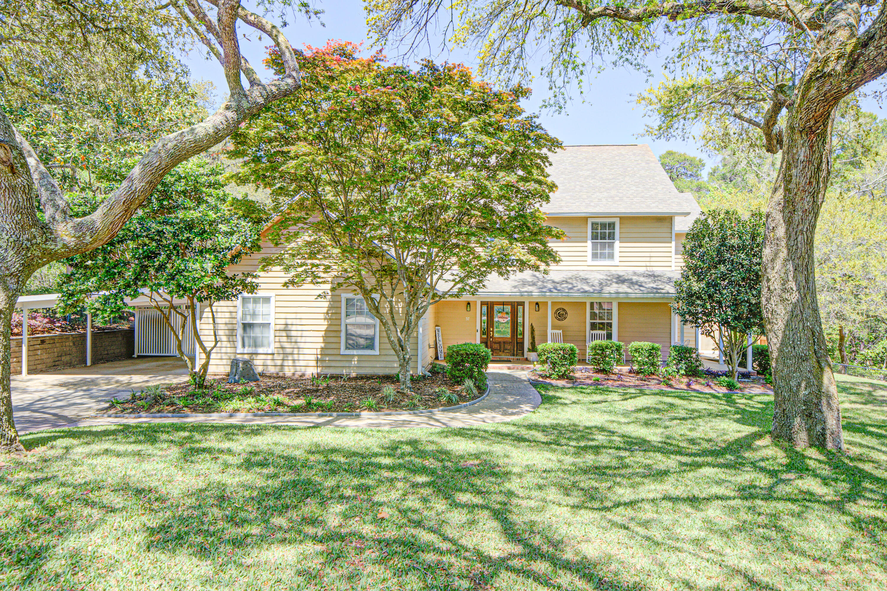 Welcome home sweet home to 37 Darrell Court in Freeport! This stunning & recently renovated property is located in the highly sought after subdivision of LAKE SHARON ESTATES and features 3-stories, 2,829 sq. ft., 5 bedrooms, 3 full bathrooms, an office/playroom, a 2-car garage, 2-car carport, and additional parking spaces for 2 cars! You'll be pleased to know that the roof was replaced in 2022, the upstairs HVAC was just replaced in April 2025, and the water heater was just replaced in April 2025! Enjoy a fresh, modern feel throughout the home's expansive layout and notice all the recent updates such as the removal of popcorn from the ceilings, the carpet removal & replacement with vinyl flooring, new vanities in both full guest bathrooms, all new interior doors, new black hardware on doors and kitchen & laundry room cabinets, new railing on the stairs, new baseboards, new added window & door interior trim, freshly painted walls in all rooms, new added recessed lighting in living room, new light fixtures throughout, removal of the front porch railing, and a brand new metal outdoor shed was just built and added to the side of the home by the carport.
The large .38-acre lot backs up to a serene nature preserve of Eglin Range, offering privacy and stunning natural views. Outdoor living is made easy with a fire-pit area, perfect for evening relaxation or entertaining guests under the stars.
With this home, you have everything you need! You're tucked away in a tranquil setting, yet just minutes from all the local amenities!
Don't miss your chance to own this pristine property! Schedule your private tour today!