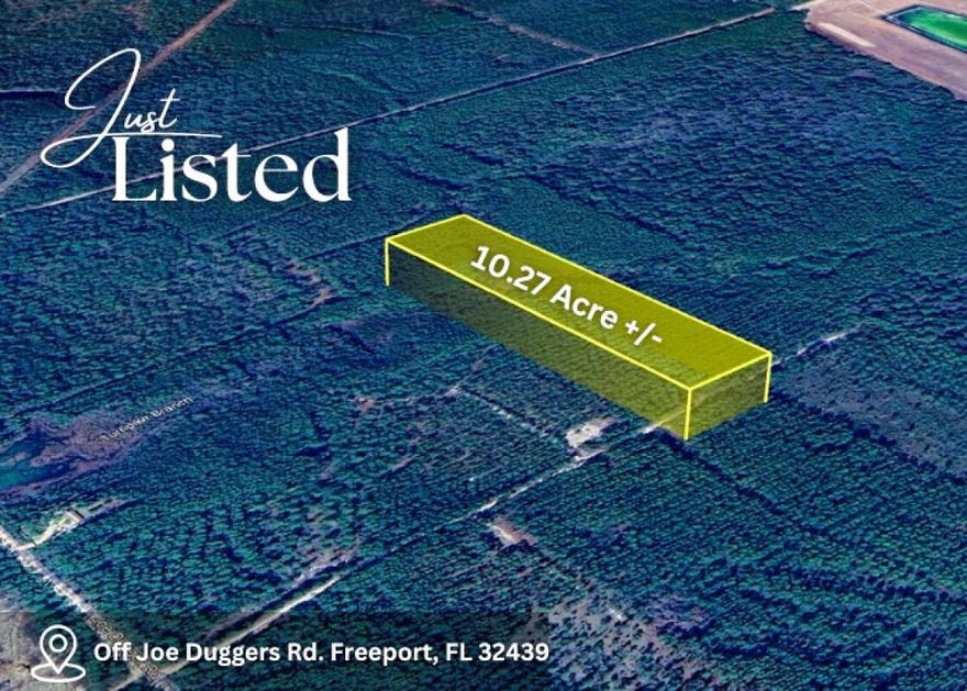This ample, flat, and buildable 10.27-acre wooded lot is located away from the city and ready for its new owner. It offers a perfect location for those seeking a quiet environment free from the noise and congestion of big city life. There is a deeded easement road off Joe Dugger Rd to the property. The property is zoned Residential with a maximum density of one home per every 5 acres, so it could accommodate two 5-acre lots.. The zoning allows for the construction of single-family homes, modular/mobile homes, tiny houses, or short-term rentals. Please review the attached due diligence report for restrictions regarding RVs and camping. The property has a creek on the west end of the lot with minimal flood zone and wetlands. To the east, you have Windswept Estates; to the north, there are over 1,950 acres of land for future utility use. According to deed restrictions, occupancy of the property will require a county-approved septic tank and well. Electricity is available along the easement road. The nearest major city is Pensacola, located about one hour and fifteen minutes away (approximately 95 miles). Nearby attractions include Gator Beach, the world's greatest alligator park, and the Baytowne Adventure Zone. 