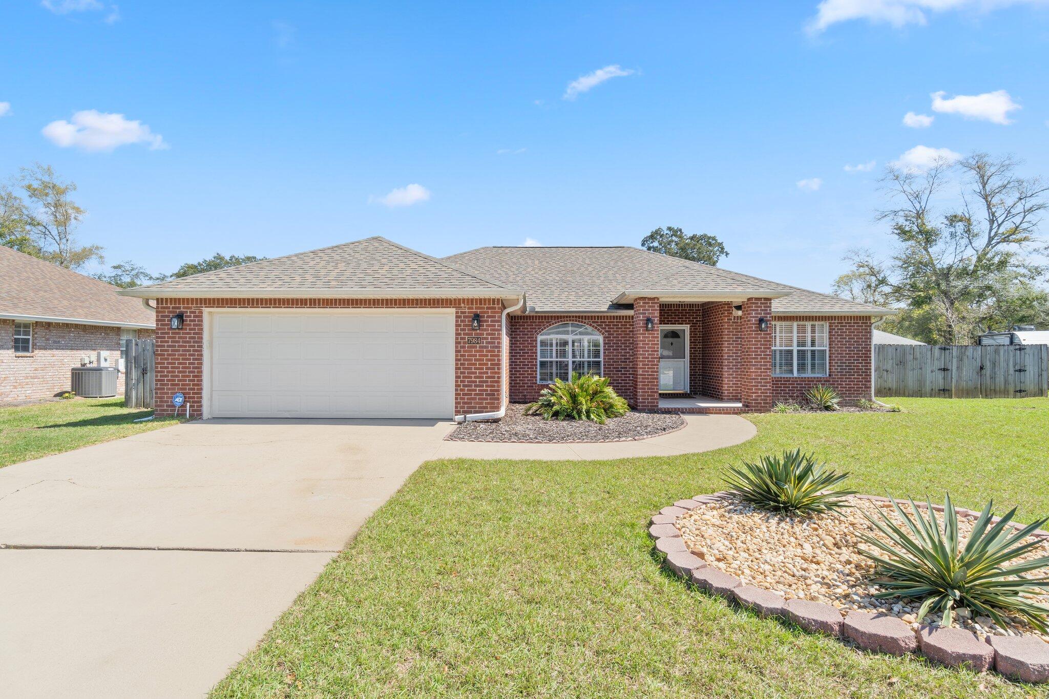 Great opportunity to own a tastefully updated, turnkey home in the waterfront community of Crown Pointe. This home is located at the end of a quiet street in a cul-de-sac on a generously sized lot with double gates for easy access for you boat, camper, or other toys that you may want to keep at the house. Inside you'll immediately notice the vaulted ceilings and LVP flooring throughout the entire home, meaning NO CARPET! The home features a split floorplan with the two additional bedrooms on the right side of the home with a hall bath, featuring a new granite vanity, between the bedrooms and the primary bedroom on the opposite side of the home off the Kitchen. Speaking of the Kitchen, it's been updated with new cabinets and beautiful granite countertops.