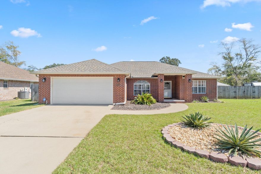 Great opportunity to own a tastefully updated, turnkey home in the waterfront community of Crown Pointe.  This home is located at the end of a quiet street in a cul-de-sac on a generously sized lot with double gates for easy access for you boat, camper, or other toys that you may want to keep at the house.  Inside you'll immediately notice the vaulted ceilings and LVP flooring throughout the entire home, meaning NO CARPET!  The home features a split floorplan with the two additional bedrooms on the right side of the home with a hall bath, featuring a new granite vanity, between the bedrooms and the primary bedroom on the opposite side of the home off the Kitchen.  Speaking of the Kitchen, it's been updated with new cabinets and beautiful granite countertops.