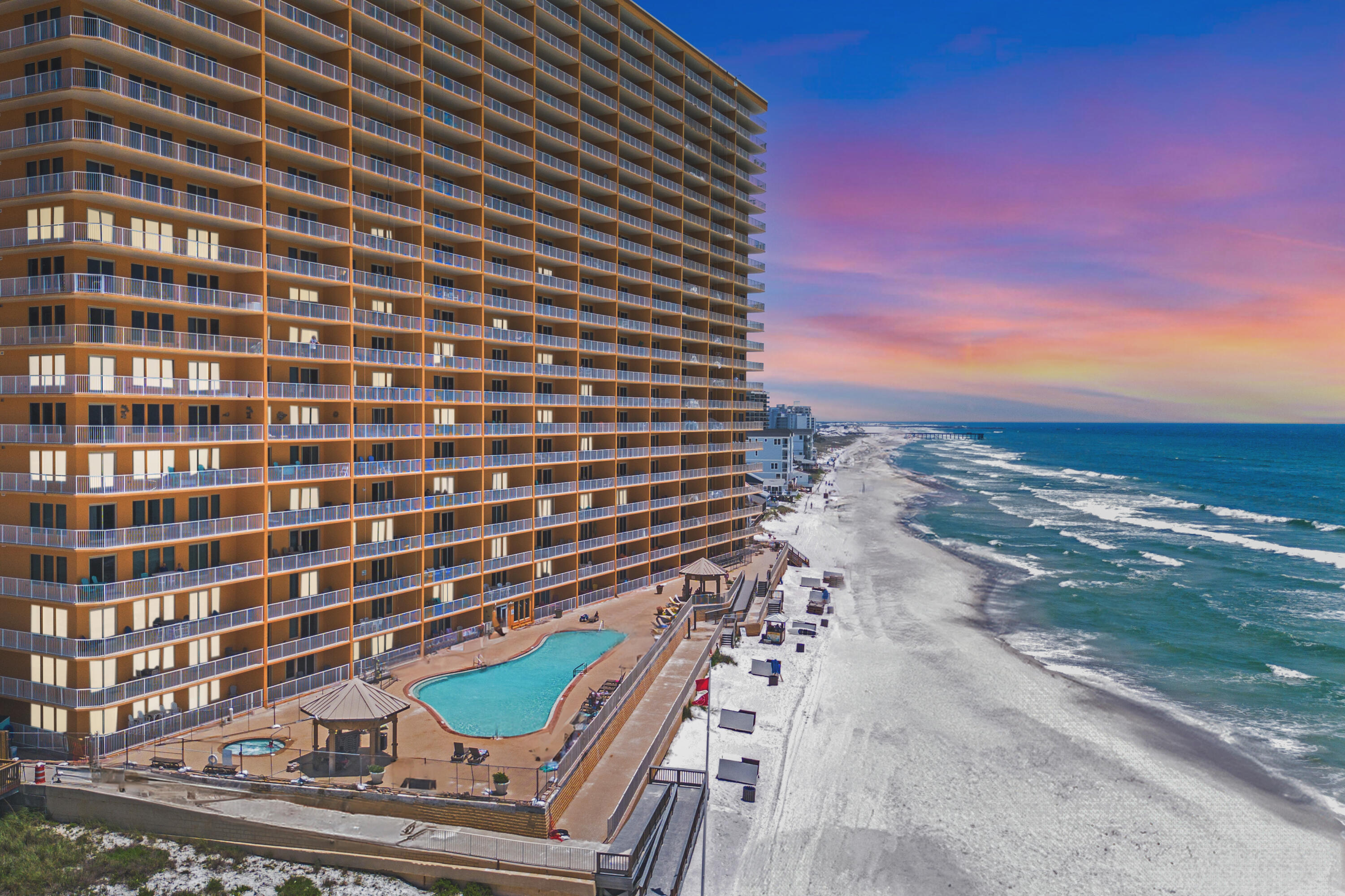 An Epic PCB Opportunity. Discover a RARE gem at the east end of Thomas Drive, a middle condo on the 17th floor with ICONIC Gulf Views at Treasure Island Resort. Enjoy the convenience of your private parking space and walking straight off the elevator directly into paradise. This breathtaking, renovated condo comes fully furnished and equipped with all the bells and whistles for a perfect home, vacation getaway, or investment property. Completely redecorated & redesigned by Brian Clowdus himself, this stunner features new artwork, and stunning decor throughout the 2-bedroom, 2-bath gem AND just newly painted! Both bedrooms feature king beds with new mattresses, and there's a bonus set of bunk beds built into the wall with a ladder accommodating up to eight guests to maximize rental income.