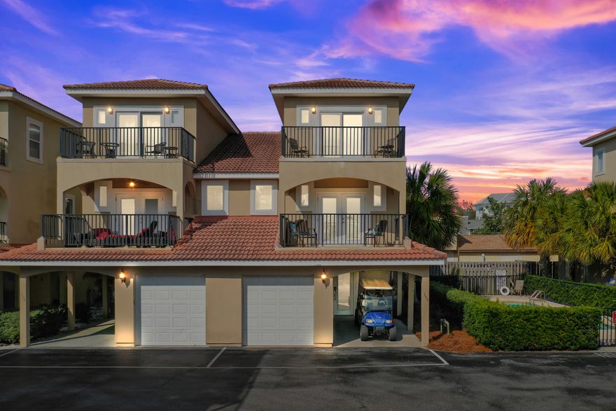 This Mediterranean-style town home is all about embracing beach living life to the fullest. Bella Costa offers gulf views and is a three minute walk to the world-class white sandy beach. Ideal for the investor with a two year track record of proven rental income!This three-level townhome is adjacent to the community pool is an ideal primary residence or rental opportunity being sold fully furnished.The first-floor open concept living space flows from the modern kitchen and dining area to the bright sitting room and fenced backyard. The newly painted interior is sure to impress, along with easy-to-maintain hardwood and tile floors, stainless appliances and an abundance of storage with a one car garage. The well-fitted kitchen and pantry are fully equipped for dining and entertaining. Enjoy fresh sea breezes wafting through the French doors or dine alfresco on the private outdoor deck. The second floor has a generous master suite with a pull out sofa. The french doors open onto a large balcony as an additional private space for sunbathing. Along the hall is a laundry closet and a second master suite with walk-in shower and corner whirlpool tub for leisurely me-time. On the top floor, there's a third guest bedroom with en suite and a private balcony for enjoying shimmering blue gulf views. The additional bonus room could be used as a bunk room, media or games room complete with kitchenette/wet bar. 

Currently established with a two year track record as an airbnb vacation rental  http://airbnb.com/h/almost30a. 

 A truly sought-after location within easy reach of shops, restaurants and beach amenities. Within ten minutes is Pier Park: IMAX theater, shopping, restaurants and Rosemary Beach boutiques and dining.

