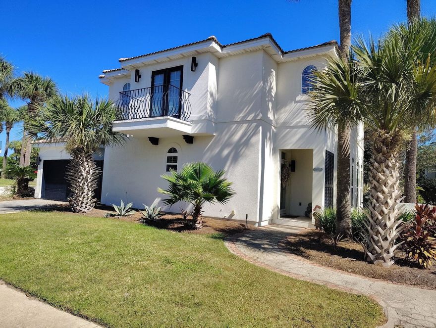 Tuscany Subdivision, is one of Destin's best-kept hidden secrets. This beautiful home is located south of 98 and a  1/2 mile from the sugar-white beaches of the Emerald Coast. The home has new interior and exterior paint ,windows and lighting. New HVAC system and a new water heater. This home has beautiful travertine flooring, custom wood shutters , crown molding, and real hardwood flooring upstairs. This thoughtfully design home offers an open kitchen with island, breakfast bar, and a gas range. Screened in patio and an attached garage. All bedrooms are upstairs, with a center den. The primary suite offers its own en suite,  double closets and new french doors to the balcony. Enjoy the community pool that is located just steps away. This home is all about location. Live in paradise and enjoy all that Destin has to offer. Located minutes from the Destin commons, Destin ER  ,Destin/Ft. Walton Beach Airport and all the great restaurants. This gated neighborhood of Tuscany has low HOA fees and a rental restrictions for your utmost privacy. 