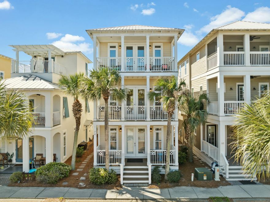 Welcome to Blissful Breeze, a beautiful front-row beach home in the highly desirable Seacrest Beach community, perfectly nestled between Alys Beach and Rosemary Beach. Offering Gulf views, this luxurious 3-story retreat has been thoughtfully updated with new flooring throughout the entire home, elevating its elegance and modern coastal appeal. Designed for relaxed yet sophisticated living, this 4-bedroom, 4-bathroom home spans 2,480 square feet and offers a spacious, open layout ideal for entertaining and vacationing. The first floor features a beautifully updated open-concept kitchen, dining, and living areas, along with a king guest suite and full bath--perfect for accommodating family and friends. The second floor boasts a private junior master suite with an ensuite bath, along with a bunk room that also features its own ensuite, providing ample space for guests. The entire third floor is dedicated to the expansive master retreat, complete with a king suite, spa-inspired ensuite bath, wet bar, and private balcony showcasing beautiful sunsets and Gulf viewsperfect for unwinding with your favorite beverage. Every bedroom features its own private balcony, embracing the indoor-outdoor lifestyle. Seacrest Beach offers unparalleled resort-style amenities, including the 12,000-square-foot Lagoon Poolone of the largest private pools on 30A. The lush green amphitheater provides space for concerts, festivals, and private events, while the poolside caf?? makes relaxing by the water effortless. Enjoy deeded beach access just a short walk away, or take advantage of the seasonal beach tram, with a pickup stop just steps from your front door (March-October). Just a quick bike ride or stroll brings you to Rosemary Beach and Alys Beach, where you'll find award-winning restaurants, boutique shopping, and world-class entertainment. Offered fully furnished and rental-ready, this home is a turnkey luxury retreat and an incredible investment opportunity. This Seacrest Beach gem is ready for its next owner to enjoy! Schedule your private showing today.