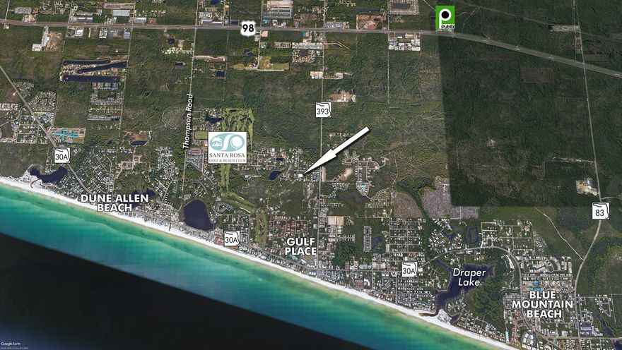 Fantastic lot for a premier, single-family residential homesite totaling 0.34 acres. Located in the Santa Rosa Ridge neighborhood just north of Scenic 30A, Gulf Place, Santa Rosa Beach Golf Course and the Ed Walline State Park w/public beach access. This location is ideal for your dream beach house or primary residence. Easy access to Hwy 98 via County Road 393 and the west end of 30A which will lead you to wonderful shopping/restaurants, including Gulf Place, Grand Boulevard, Publix supermarket, Sacred Heart Hospital and more.