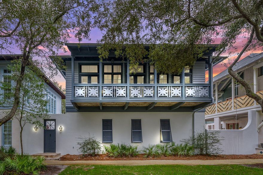 This charming 'Costa Verde Cottage' is a premier coastal retreat in the heart of Rosemary Beach, just a short stroll to 6 beach access points. Offering a spacious and well thought out floor plan; This 2,232 sq. ft. home features four beautifully designed first floor bedrooms, including two master suites, and 4.5 baths, making it ideal as a primary residence, second home, or vacation rental.  A true rarity in Rosemary Beach, the property boasts a private garden path leading to an open courtyard and a stunning spacious pool area.  The second floor is a great room with soaring wood ship lap ceilings and floor to ceiling windows with French doors that open onto a covered deep-eave balcony. Enjoy open views of Long Green Park and the renowned Rodrigue 'Blue Dog' sculpture from the privacy of the living, dining, and chef's open galley kitchen. The home has been refurnished and a complete full kitchen renovation in 2022/2023 including wrap-around quartz countertops, Viking appliances, and tiled back-splash. The first master suite boasts serene pool and garden views, plus a spa-like bath with a jetted tub and separate travertine and tumbled stone shower. A second master, a bunk room with four twin beds, and a queen guest room comfortably accommodates up to 10 guests with lots of privacy. The pool area offers coveted space with an outdoor gas grill, dining area, a firepit table, and a back gate to private parking for two vehicles.  Perfectly positioned for the ultimate Rosemary Beach experience, this home offers front-row access to the Rosemary weekly farmers' market, festivals and all that this charming area has to offer. Just a short walk from the town center and the sugar-white sands of the Gulf, Costa Verde Cottage provides effortless access to boutique shops, gourmet dining, and community events at East Long Green Park. This home generates $150K annually in rental income. Specific home details available upon request
