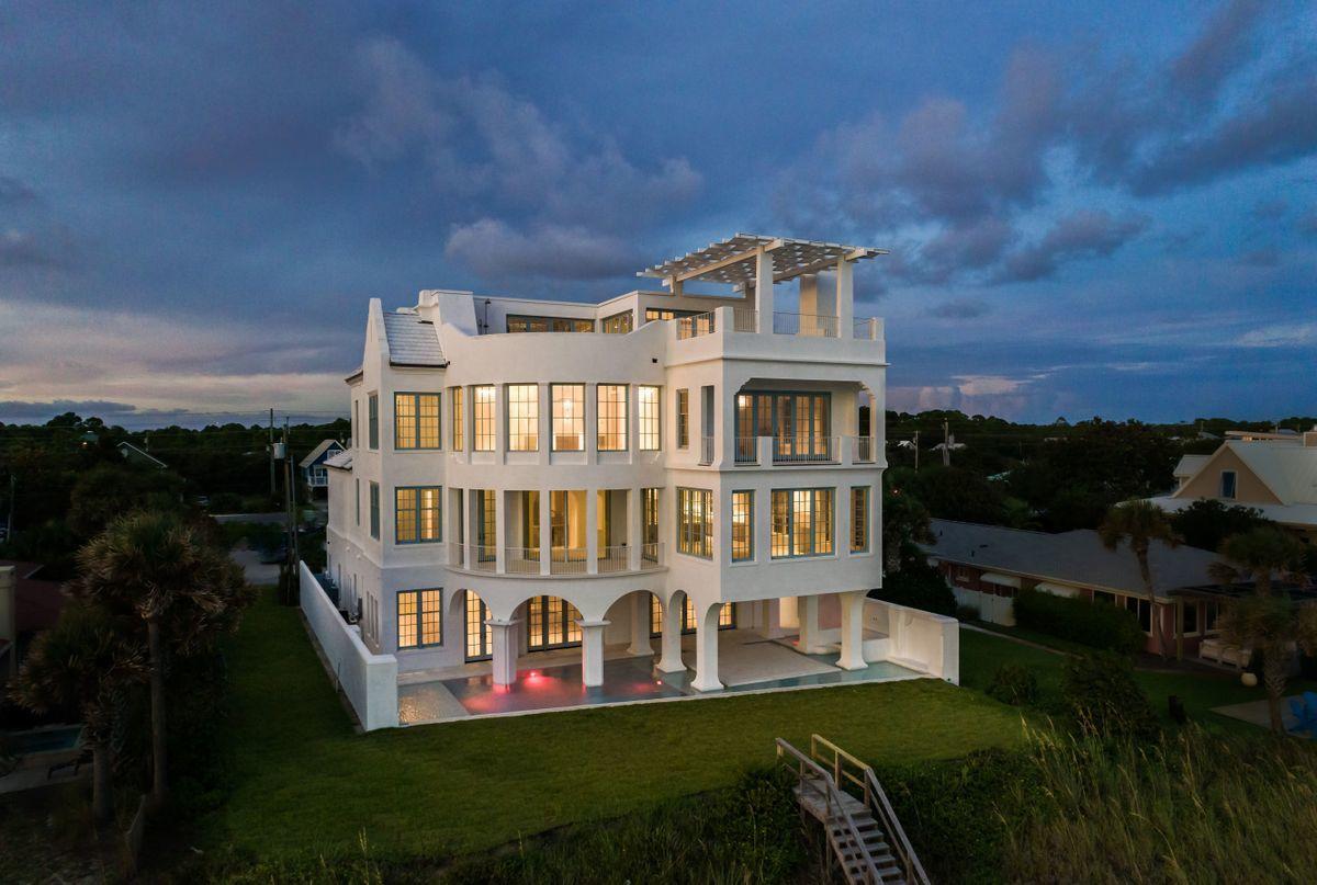 Newly constructed ''Mont Blanc'' exemplifies a well-traveled coastal retreat featuring iconic architectural styling prominently positioned to offer an unparalleled Gulf Front lifestyle along the pristine white sand beaches of Seagrove, Florida. Pushing the boundaries of both architectural design and fortified construction, this idyllic legacy home pairs utmost quality and artistic inspiration into a refined finished that is unrivaled in Northwest Florida. The progressive nature of this renowned beach retreat was highly curated by a team of top talent including construction by Scott Barnes Development, design and finish selections by Erika Powell of Urban Grace Interiors and architectural rendering by Archiscapes & TS Adams Studio.