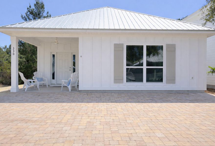 New Quartz Countertops Being Installed! Fully furnished 30A beach home built in 2022 in Ventana Dunes features 4 spacious bedrooms with 4 ensuite bathrooms- yes, each bedroom has its own bathroom. Primary has double sinks, large walk in shower, separate soaking tub and his and her closets. Nestled in the highly sought-after Blue Mountain Beach community, this property is ideal as a primary residence, vacation getaway, or short-term rental. Enjoy effortless access to 30A's pristine beaches, boutique shops, dining, and local attractions- all just minutes away. Thoughtfully designed with coastal charm, this home offers a paver driveway, hardy board siding, metal roof, and durable vinyl plank flooring throughout. The open-concept layout creates an inviting flow, perfect for  entertaining family and friends. Unbuildable on the left side provide added privacy, while the screened-in patio overlooks lush greenery with room to extend your outdoor living space if desired. Residents of Ventana Dunes enjoy a community pool, plus easy access to walking and biking trails that connect to the Longleaf Trailhead and offer a shortcut to Blue Mountain Beach Access. You're just 2 minutes from The Village (food, ice cream, salon), 3 minutes from Blue Mountain Beach Creamery a local favorite. 3 minutes from High Point Shops (30A Store, For the Health of It, Blue Mountain Bakery) and 3 minutes from Redfish Village, home to the popular Red Fish Taco and other spots. Buyer and Buyers Agent to verify all information for accuracy to include any and all fees associated with purchase.

