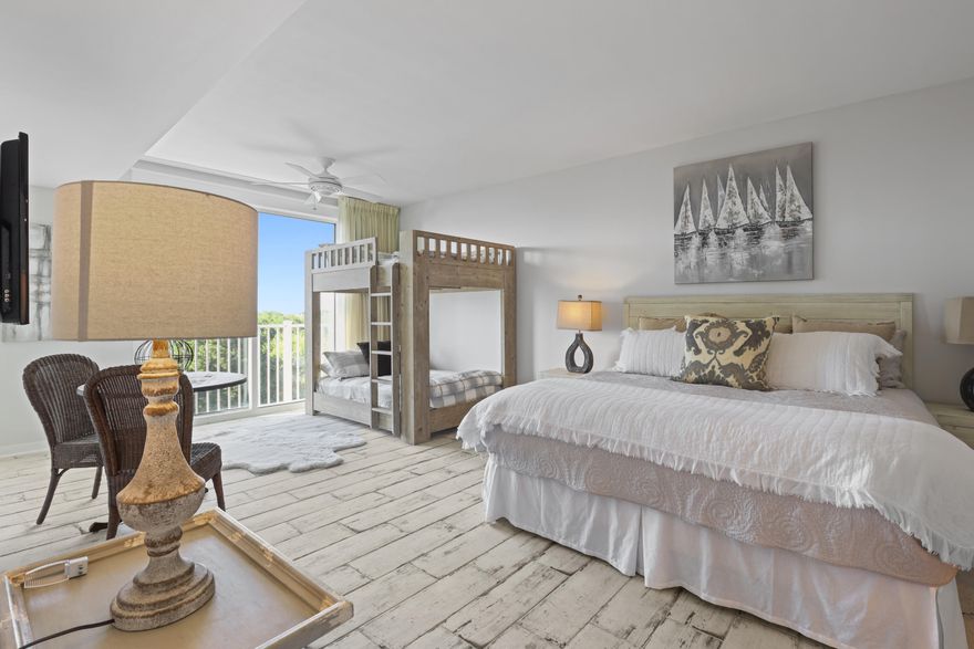 WATER VIEWS Fully Furnished Updated Bayfront Condo with Endless Views - Sandestin Golf & Beach ResortExperience resort living at its finest in this beautifully updated, never-rented condo offering sweeping, unobstructed views of Choctawhatchee Bay and the Burnt Pine Golf Course--some of the most stunning vistas in Sandestin.From the moment you enter, you're greeted by an airy, open layout with natural light pouring in through walls of windows. Every corner of the main living space was designed to showcase the water and golf course views. The updated kitchen featuring granite countertops, stainless steel appliances, and a breakfast bar.Wake up to bayfront sunrises from the Master Bedroom with an upgraded en-suite bath, large walk-in shower and double vanities. The views are endles  The guest bedroom features a private balcony and easy access to a full bath.

The spacious third bedroom functions as a versatile studio, complete with king bed, queen/full bunk beds, sofa, kitchenette, and jaw-dropping views of the bay and Burnt Pine's lush fairways perfect for guests or multi-generational stays.

Additional touches include custom door storage and modern finishes throughout. Whether you're savoring sunsets, entertaining, or just unwinding, this condo delivers luxury, comfort, and postcard-worthy views at every turn.

Enjoy all the perks of Sandestin private beaches, golf, dining, shopping, and more all just steps from your door.
As an introduction to the Sandestin lifestyle, we invite our new owners to explore amenities that make Sandestin special. The listing brokerage and seller(s) are presenting the buyer(s) of this property with (2) 90-minute rounds of Tennis court time, a golf foursome at one of our three championship courses, and a round of golf for up to four (4) players at the unrivaled Burnt Pine Golf Club.

Sandestin Golf and Beach Resort is a major destination for all seasons and all ages and has been named the #1 resort on Florida's Emerald Coast. This magical resort spanning over 2,000 acres is comprised of over 70 unique neighborhoods of condominiums, villas, town homes, and estates. The resort features miles of sandy white beaches and pristine bay front, four championship golf courses, a world-class tennis center with 15 courts, 4 resort swimming pools (and 15 private neighborhood pools), a 123-slip marina, a fully equipped and professionally staffed fitness center and spa, meeting spaces and The Village of Baytowne Wharf, a charming pedestrian village with events, shopping, dining, family entertainment and nightlife. For true golf cart community living, Grand Boulevard is just outside the resort gates and provides access to additional shopping, dining and entertainment all without traveling on Hwy. 98. Come to Play, Stay for Life! The camera and ring door bell do not convey with sale. As an introduction to the Sandestin lifestyle, we invite our new owners to explore amenities that make Sandestin special. The listing brokerage and seller(s) are presenting the buyer(s) of this property with (2) 90-minute rounds of Tennis court time, a golf foursome at one of our three championship courses, and a round of golf for up to four (4) players at the unrivaled Burnt Pine Golf Club.

Sandestin Golf and Beach Resort is a major destination for all seasons and all ages, and has been named the #1 resort on Florida's Emerald Coast. This magical resort spanning over 2,000 acres is comprised of over 70 unique neighborhoods of condominiums, villas, town homes, and estates. The resort features miles of sandy white beaches and pristine bay front, four championship golf courses, a world-class tennis center with 15 courts, 4 resort swimming pools (and 15 private neighborhood pools), a 123-slip marina, a fully equipped and professionally staffed fitness center and spa, meeting spaces and The Village of Baytowne Wharf, a charming pedestrian village with events, shopping, dining, family entertainment and nightlife. For true golf cart community living, Grand Boulevard is just outside the resort gates and provides access to additional shopping, dining and entertainment all without traveling on Hwy. 98. Come to Play, Stay for Life!