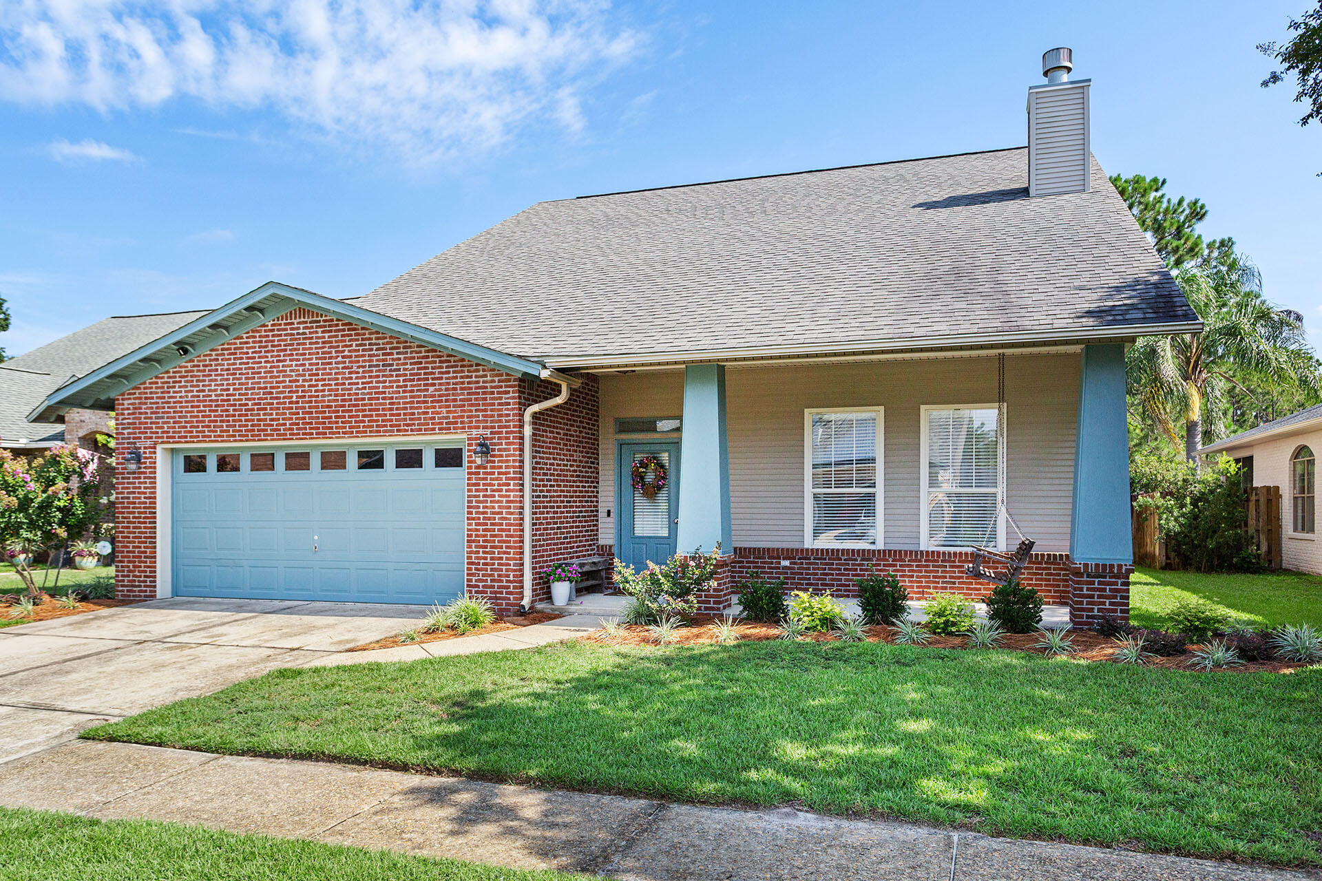 This beautiful and well-maintained 4-bedroom, 2.5-bath home is located in the quiet Escada community, within walking distance to the beach and Butler Elementary. Escada offers a pool, tennis and basketball courts, clubhouse, and playground, all just minutes from the beaches of 30-A. Inside, enjoy a two-story cathedral ceiling in the living room with a wood-burning fireplace, vinyl plank flooring in the living area and master suite, carpet in the loft and 3 upstairs bedrooms, and tile in the updated kitchen, dining, and baths. Bedrooms have large closets; the garage includes a storage alcove, and there's a shed outside. Located on a private lake and preserve, with side privacy fencing, enjoy the screened porch or patio. New roof coming soon.