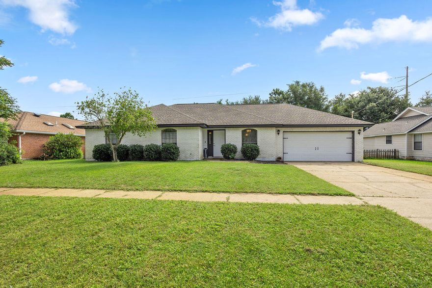 Welcome to Fox Den Villages in east Navarre, where this well-maintained ranch-style home blends everyday comfort with recent upgrades. Offering 3 bedrooms, 2 baths, and 1,601 square feet, the semi-open floorplan features a spacious galley kitchen, engineered hardwood floors in the living room and bedrooms, and tile in the kitchen and baths for easy care.A versatile flex room adds value and options; it can serve as a dining room, home office, playroom, or even be converted into a true fourth bedroom to fit your needs.What's new? This home now includes a full set of new appliances (stove, refrigerator, washer, and dryer), a new HVAC system, and a new 40-gallon water heater in the garage; all updates that provide lasting peace of mind.Out back, you'll find a private yard with an open deck and a storage shed, perfect for relaxing or entertaining. The quarter-acre lot and two-car garage round out the property's appeal.

Currently tenant-occupied and respectfully listed with photos from a prior listing, the home remains in excellent condition and is ready for a new owner. Its location makes commuting a breeze, just minutes to Hurlburt Field and about a half-hour to Eglin AFB.