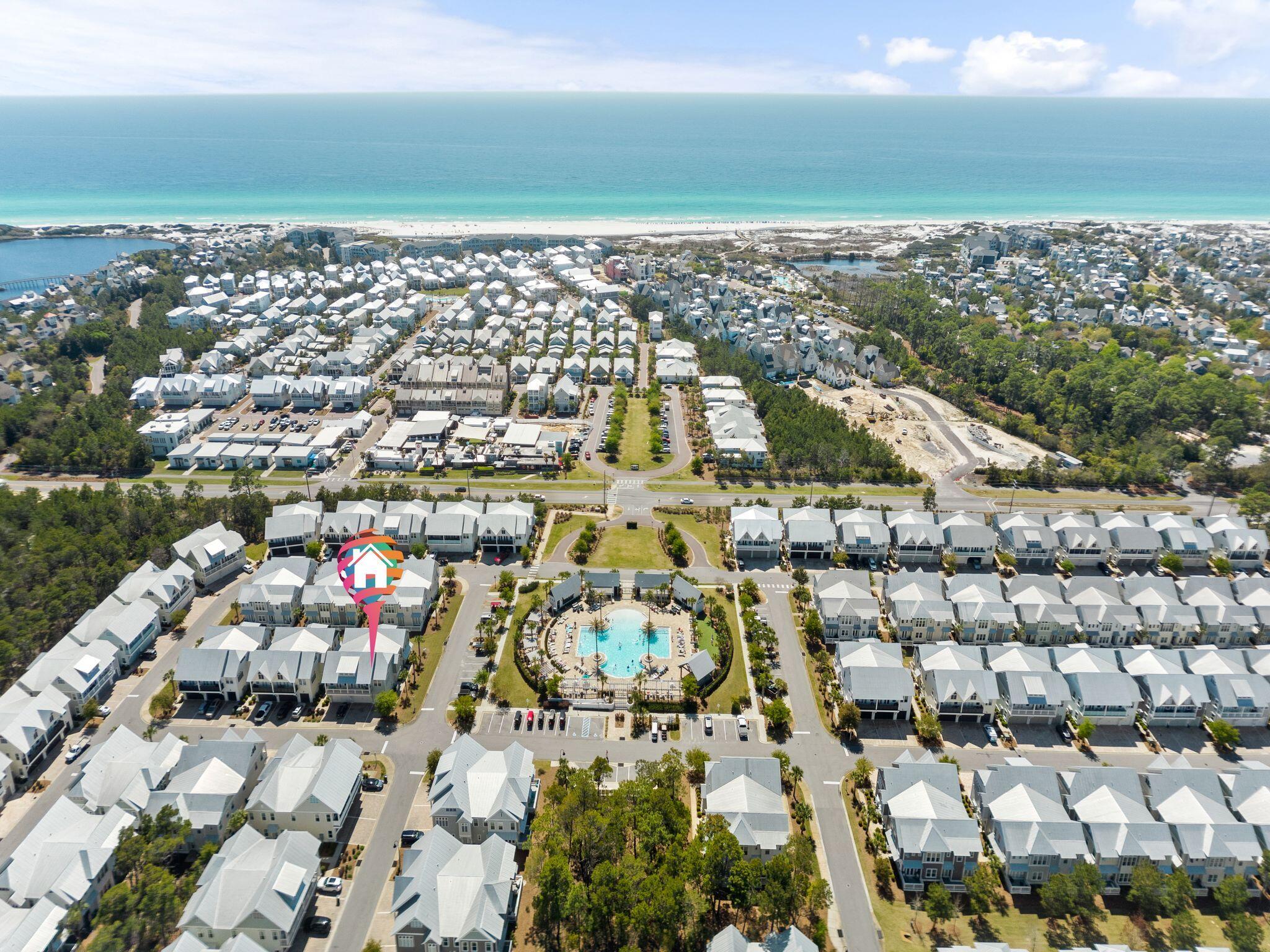 Situated on a prime corner homesite directly across from the resort style pool, 12 E York Lane Unit C is a compelling opportunity nestled within the sought-after community of Prominence on 30A. Upon initial approach the paver driveway provides access to the attached garage and entry foyer leading the way to the main living area positioned on the second floor. Anchored by stunning oak flooring and overflowing with natural light, the living and dining areas open up to the gourmet kitchen encompassing ample cabinetry, a breakfast bar with seating, and a luxury appliance suite. Providing a seamless transition between indoors and out, the porch area is the perfect place to admire the famed Emerald Coast sunsets each and every night.