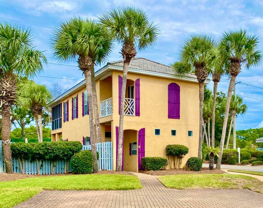 This beautiful Mediterranean style home is located in the gated community of Emerald Shores in the heart of Miramar Beach. The custom built home features large bedrooms, bamboo wood floors in the living area and first floor guest suite, raised ceilings and pillars in the living room, crown molding throughout, a wet bar, and more! The kitchen features stainless steel appliances, hard wood cabinets, tiled countertops and backsplash, and a cozy breakfast nook. The second floor consists of a master suite, two guest bedrooms, laundry area, and two private balconies. The master bath offers a double vanity, garden tub, separate shower with travertine tile and a large walk-in closet. Enjoy all the amenities Emerald Shores has to offer with two gated entrances with dedicated beach access.