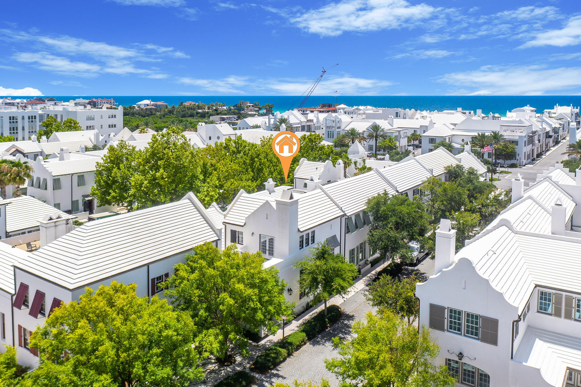 An ideal location in the highly coveted new urban coastal community of Alys Beach, Florida. This coastal residence was custom designed by renowned architect, Eric Watson, with interiors done by Paige Schnell of Tracery Interiors.  The 13 foot ceilings and open floor plan give way to an abundance of natural light flowing throughout the home.  Comfortably host family and friends at the dining table for 10 or dine and relax al fresco in one of your two courtyards, that charmingly flank the home. Embrace the simple luxury of a true coastal lifestyle, as you join together the indoors and the outdoors with opened doors, merging the living spaces with the courtyards. Two additional guest suites are also housed on the main level. Coral stone countertops, slate flooring, and venetian plaster lend t