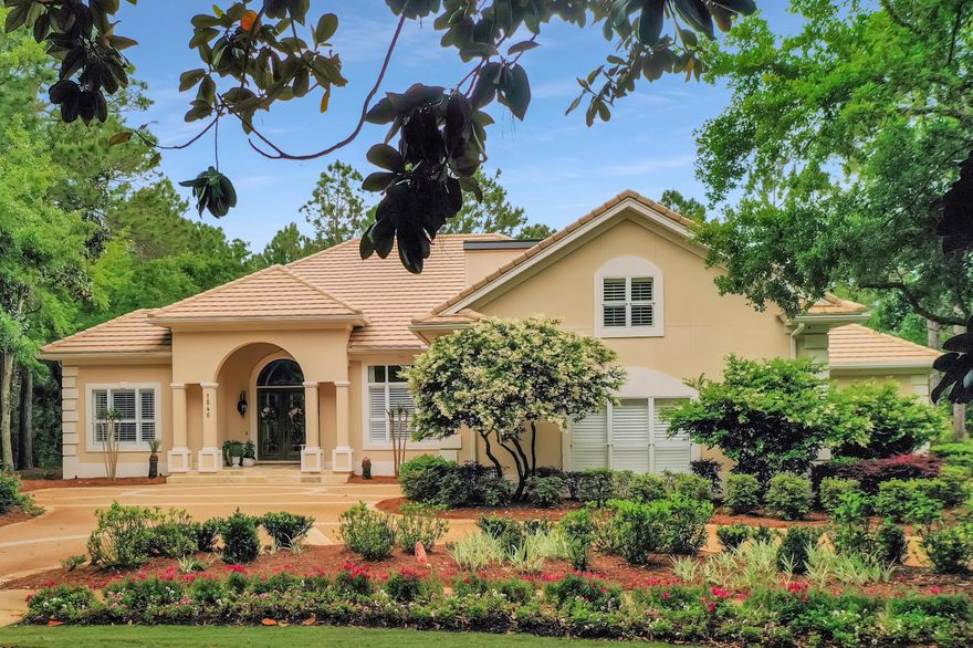 You'll be hard pressed to find a nicer ''Oasis'' in Sandestin. Outdoor living at its best on this gorgeous lakefront property that includes an enclosed outdoor living area with fireplace, firepit, dock, and putting green.  A perfect place to end your day telling stories, glass of wine in hand, overlooking the lake & with fountain sounds in the background. Spend your days lounging in this spacious 4-bedroom home with three separate screened-in living areas and in-ground swimming pool. Upon entering the home, you are greeted with 14 foots ceilings and onyx flooring. Host your next dinner party in the formal dining room and have coffee and desert in the formal living room after. The spacious kitchen provides ample storage in the custom cherry cabinets and plenty of granite counter space