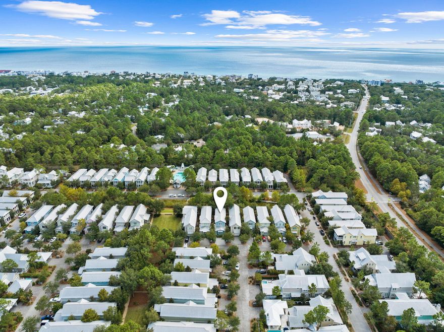 Under Contract with a 72-hour kick out clause. Ideally positioned across from Dragonfly Park in the sought after WaterColor community, this beach retreat offers four bedrooms, two of which boast primary suite configurations,  four and a half bathrooms, an office nook, and gorgeous hardwood floors throughout. A secondary living area is found on the second floor along with a bedroom featuring built-in bunks. A private outdoor oasis awaits outside complete with a screened porch overlooking the iconic Dragonfly Park.