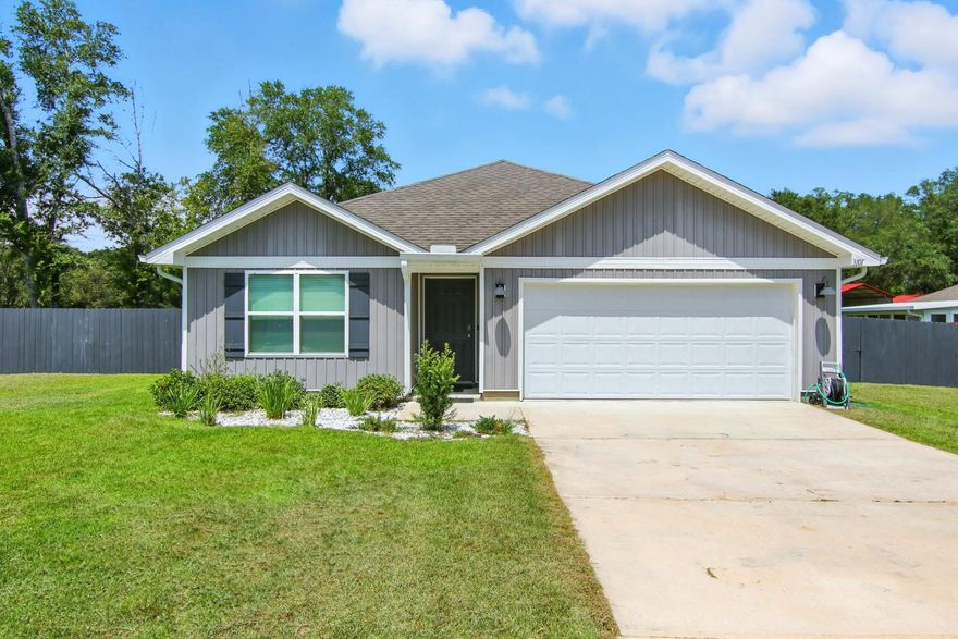 BUYER INCENTIVES! $1 EMD  $10,000 Closing Cost Assistance (with acceptable offer)  Assumable Loan at 3.99%!THIS is your chance to own a basically brand-new home with unbeatable buyer incentives! Built in 2023, this 1,272 sq. ft. Auburn-area gem not only offers modern style and thoughtful design but also incredible savings. The seller is offering $10,000 toward your closing costs, only $500 in Earnest Money Deposit, and the rare opportunity to assume the existing mortgage at just 3.99%--a huge advantage in today's market.Inside, the open-concept living space features luxury vinyl plank (LVP) flooring throughout the main areas and bathrooms--durable, stylish, and low-maintenance. Plush carpeted bedrooms each come with a spacious walk-in closet, offering comfort and convenience. The kitchen is a showstopper, boasting stainless steel appliances, timeless shaker cabinets, and plenty of counter spaceperfect for cooking, entertaining, or casual dining.

Your owner's suite is a private retreat, complete with a large walk-in closet and an en-suite bath featuring a double vanity and modern finishes. Two additional bedrooms and a full bath provide flexibility for family, guests, or a home office.

Outside, enjoy a fully fenced backyard for privacy and security, plus a metal carport for covered parking or storage.

Located in a peaceful neighborhood with easy access to schools, shopping, and all that Crestview has to offer, this home is move-in ready and priced to sell quicklyespecially with these rare incentives.

Don't wait, schedule your showing today and take advantage of the savings before it's gone!