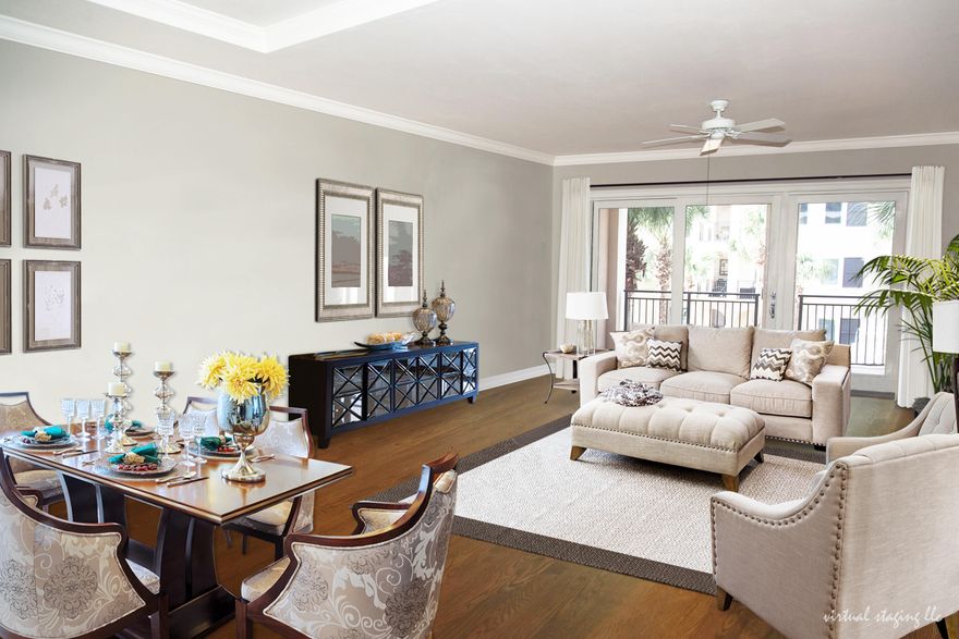 Best Buy in a Luxury Condominium on 30A! Welcome to B205, second floor Bella Vita residence, with a graceful 242 square foot veranda extending the living area overlooking the Piazza. Lush, landscaped gardens, fountain, and pools offer views of the Gulf of Mexico and enliven the senses. You will enjoy 365 feet of beach and two picturesque swimming pools of which one is heated. The interior detailing includes raised ceilings, crown molding, porcelain tile floors throughout the main living areas, and designer Kitchen with natural gas, custom cabinets and high end appliances. Beautiful designer Master Bath offers his and her vanity sinks, whirlpool tub, separate shower, tumbled tile accents, water closet, and custom wood cabinetry. Wake up to Gulf Views! The Master Bedroom lets on to the veranda and features two well located, large walk-in closets and extra sound proofing for quiet, comfortable sleep. There is wiring for speakers in the living, dining and master suite.  The Kitchen is centrally located overlooking the living and dining area ideal for entertaining family and friends.  The Split Plan large Guest Bedrooms are separated by the Foyer offering privacy for guests and owners alike.  This residence offers ample storage inside and out with a private storage closet, ample parking, and additional common area owner storage.  Bella Vita is designated by the U.S. Dept. of Natural Resources as the highest elevation on the entire Gulf Rim between Key West and Mexico sitting approximately 61 feet above sea level at the Piazza's custom fountain. B205 is located in the B Building so owners enjoy the added convenience of the Porte Cochere Entry at the Great Hall with Library, Kitchen, Mailboxes, Two Elevators and fabulous Fitness Center.  We invite you to make an appointment to see B205 and begin to live the Beautiful Life at Bella Vita!  Easy to see so call today.