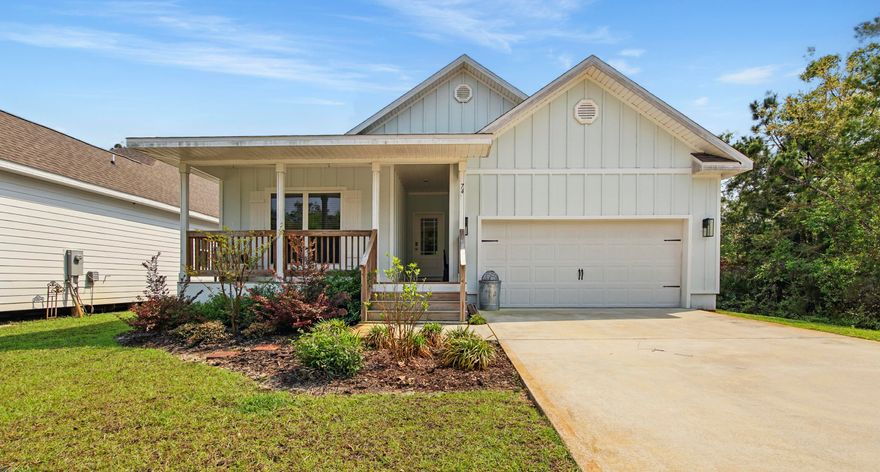 Welcome to 74 Emarie Grey Circle--where privacy, comfort, and convenience come together in the heart of Santa Rosa Beach. This beautifully maintained 4-bedroom, 2-bath single-story home sits on a prime homesite with a peaceful wooded area on one side and a tranquil pond view in the back--offering both seclusion and serenity.Step inside to discover an open-concept layout filled with natural light and stylish finishes, including luxury vinyl plank flooring throughout. The kitchen is a dream for both everyday living and entertaining, featuring quartz countertops, a large center island, cabinetry on both sides for extra storage, and a spacious walk-in pantry.The open living and dining area flows seamlessly to the covered back deck--perfect for morning coffee or relaxing evenings The private master suite is tucked away with a serene view of the waterway, a spacious walk-in closet, a double vanity, and a large tile shower that adds a touch of luxury.

Blinds are already installed for your convenience, and the 2-car garage provides ample space for storage or beach gear.

Ideally located just a short drive to the sugar-white beaches of 30A, top-rated schools, dining, shopping, and outdoor recreation. Whether you're looking for a full-time residence, vacation retreat, or investment property, this home checks all the boxes.

Don't miss your opportunity to enjoy the laid-back coastal lifestyle in a quiet and scenic setting!

