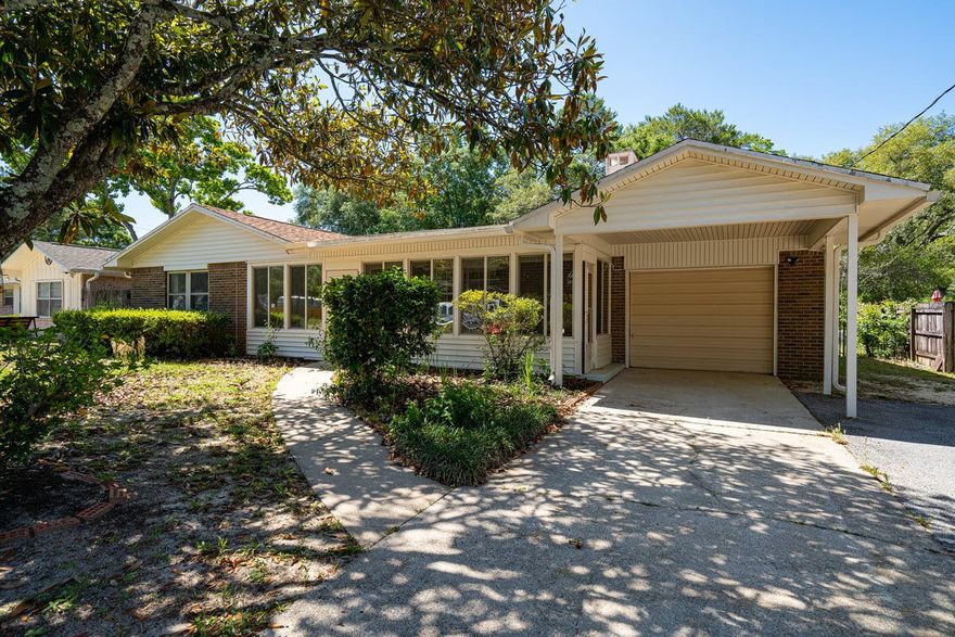 Here is Your chance to Come See this very cute and comfortable Home located in the middle of Niceville. This home is covered by a Generac generator(2019) runs the whole house if power goes out. Use the large glass enclosed front porch to take a break. Enjoy the Bonus room (est 325 sqft) heated and cooled with indoor/outdoor carpet squares to relax and do activities with Family and Friends. Room has private screens so no one can see in. Has a Cox Homelife security camera and front door sensor. Motion sensor floodlights under carport and each back corner of home. Newer HVAC with air filtrationsystem with black light(2020), Roof 2015, New electric stove and oven never used, hot water heater(est 2yrs old), master bathroom has New shower, toilet and vanity, main bathroom has New Bathfitter tub