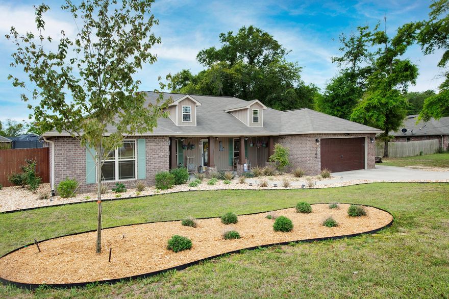 CUSTOM BRICK HOME.. NOW AVAILABLE.. AND THIS ONE COMES WITH A POND!!! Who wants to fish from your own backyard? Now you can! This sprawling 4 BR/2 bath--PLUS OFFICE-- PLUS FORMAL DINING ROOM-- sits on a large flat lot that backs up to a private pond. Fish from your private deck.. or relax by the firepit. There's also an above ground pool.. just in time for summer. Watch children or pets play from the BRAND NEW SCREENED PORCH! Inside the home, you'll find peace and serenity to match your backyard oasis. The entire home was recently painted to reflect a coastal color palate inspired by local beaches. Vaulted ceilings.. arched doorways.. and luxury vinyl plank flooring lead you to the heart of the home-- the kitchen. The kitchen offers 2-tone cabinetry.. ss appliances; (continued) to include a smooth top range, with double oven.. granite countertops.. glass tile backsplash.. and a center island. The kitchen overlooks the formal dining room and one VERY SPACIOUS LIVING ROOM. The master suite features plush carpeting, a tray ceiling and picturesque views of the pond. The master bath offers more granite.. with separate tub and shower. All of the bathrooms, as well as the laundry and kitchen, boast 18 x 18 ceramic tile. All remaining bedrooms feature more of the plush carpeting and include generous sized closets. The owners made several pricey upgrades to this home; to include a landscaping overhaul. A complete list of upgrades will be uploaded to the document section soon. County taxes.. quick commute to the base.. and priced to move! Owner hates to sell, but duty calls! Make an offer today!